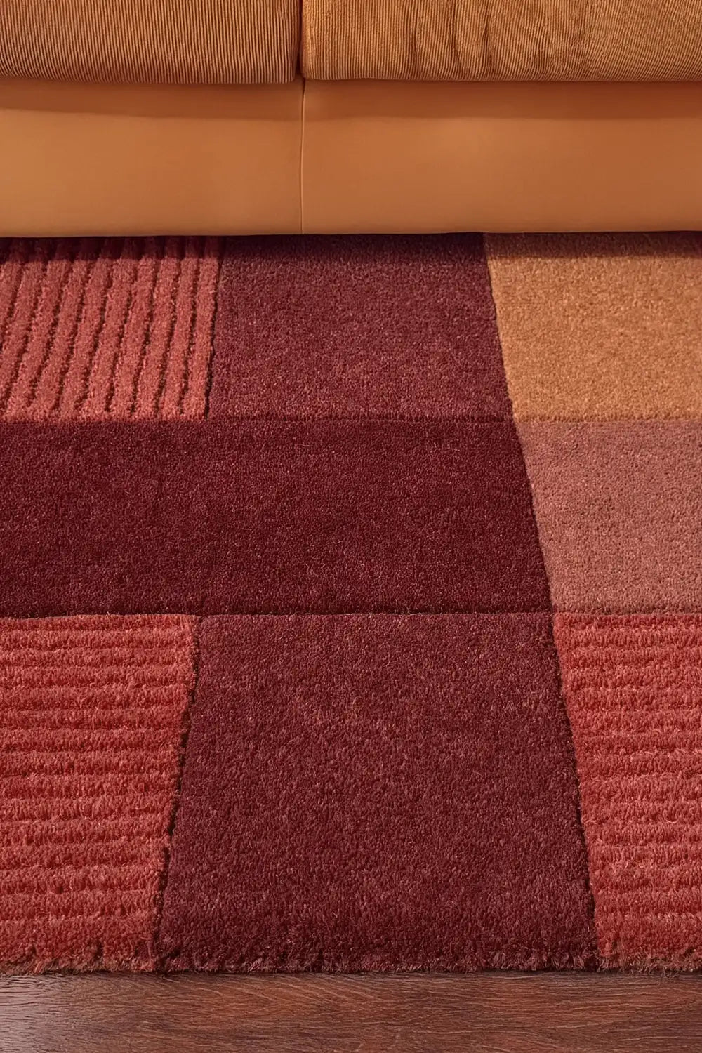 Terracotta Block Brown Hand Tufted Wool Rug、mySite、gigharbornorthrealestate