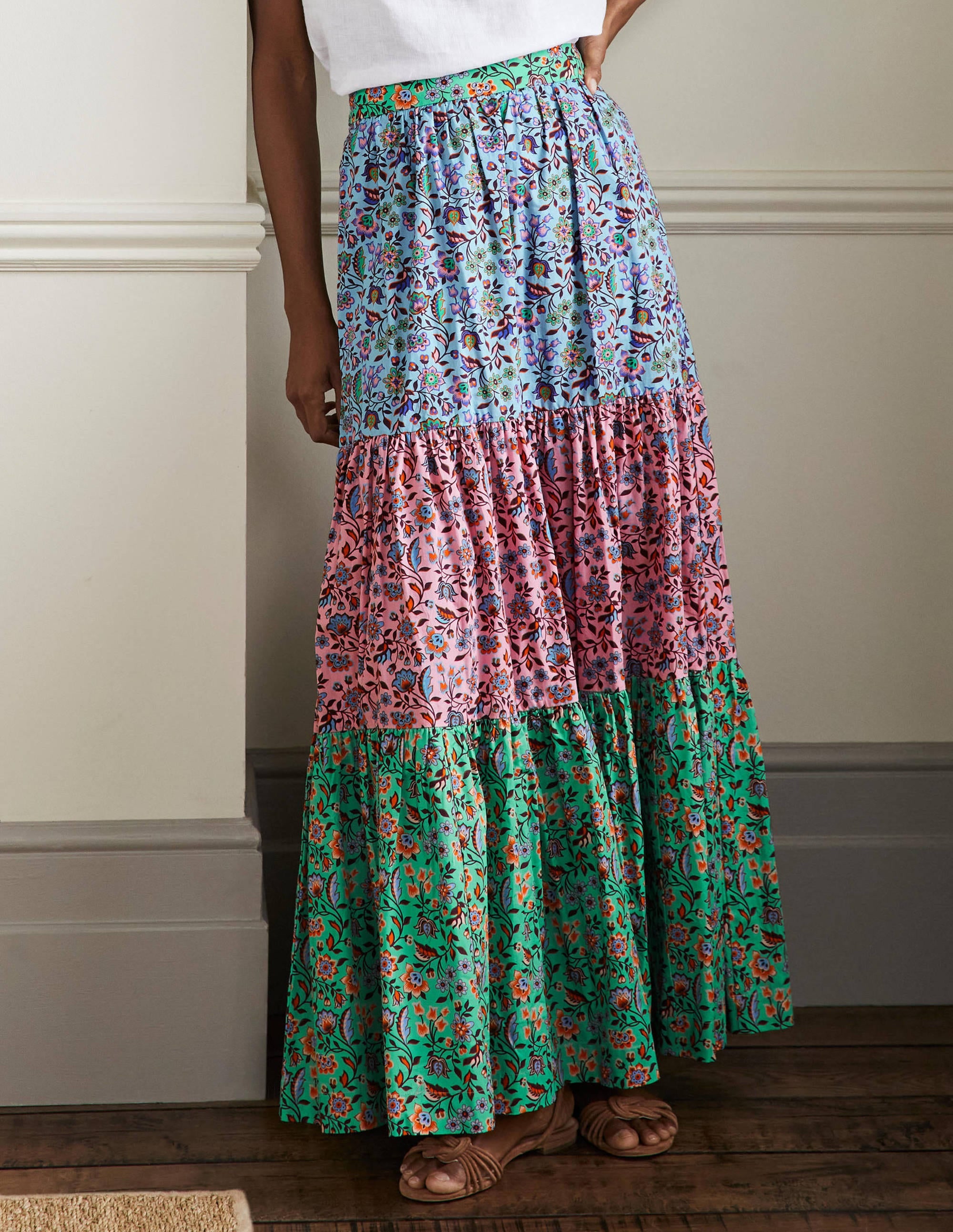  Lorna Tiered Maxi Skirt-Formica Pink, Oriental Meadow、mySite、ashleygrahame