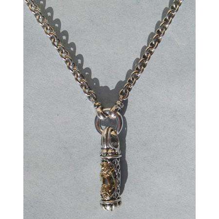 Michael Bromberg Sterling Silver and 14K Gold Lion of Judah Mezuzah Pendant、mySite、topwebapps