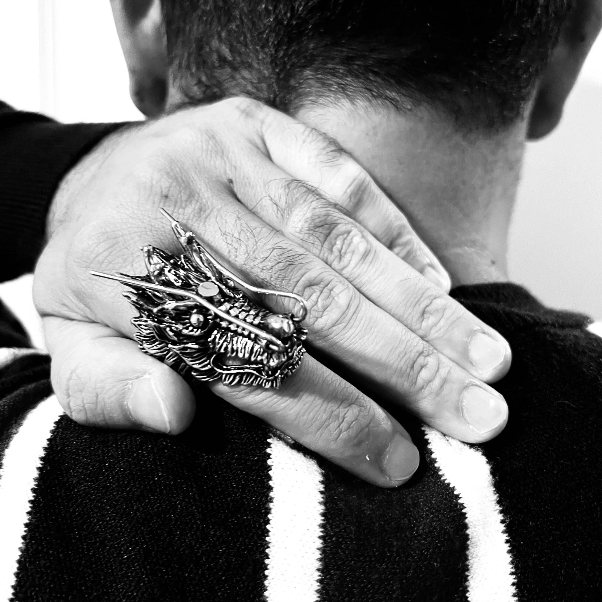 Stainless Steel Eastern Dragon Head Ring / SCR4026、mySite、dreamappss