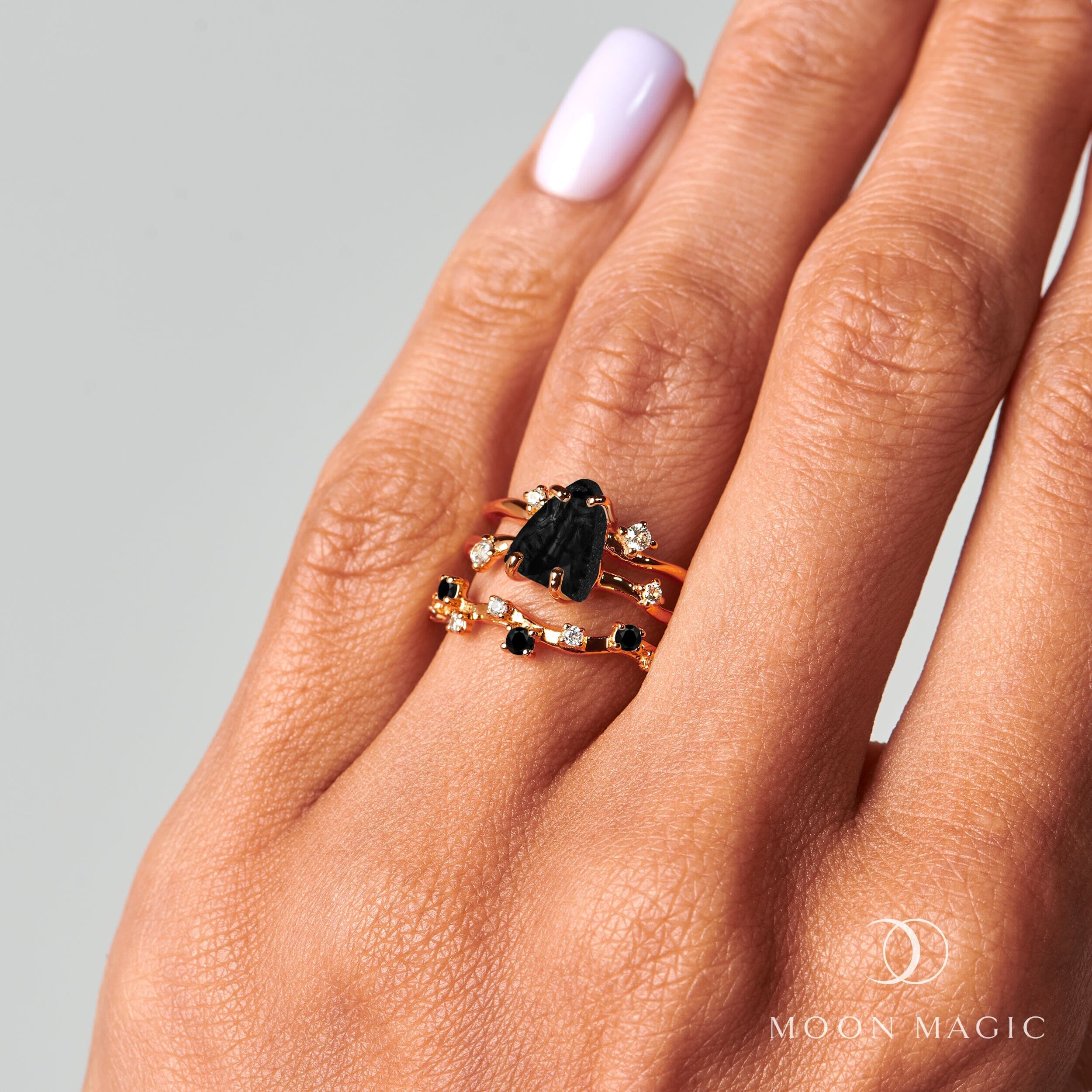 Black Obsidian Flow Ring & Black Onyx Stardust Band、mySite、hinf8tx79