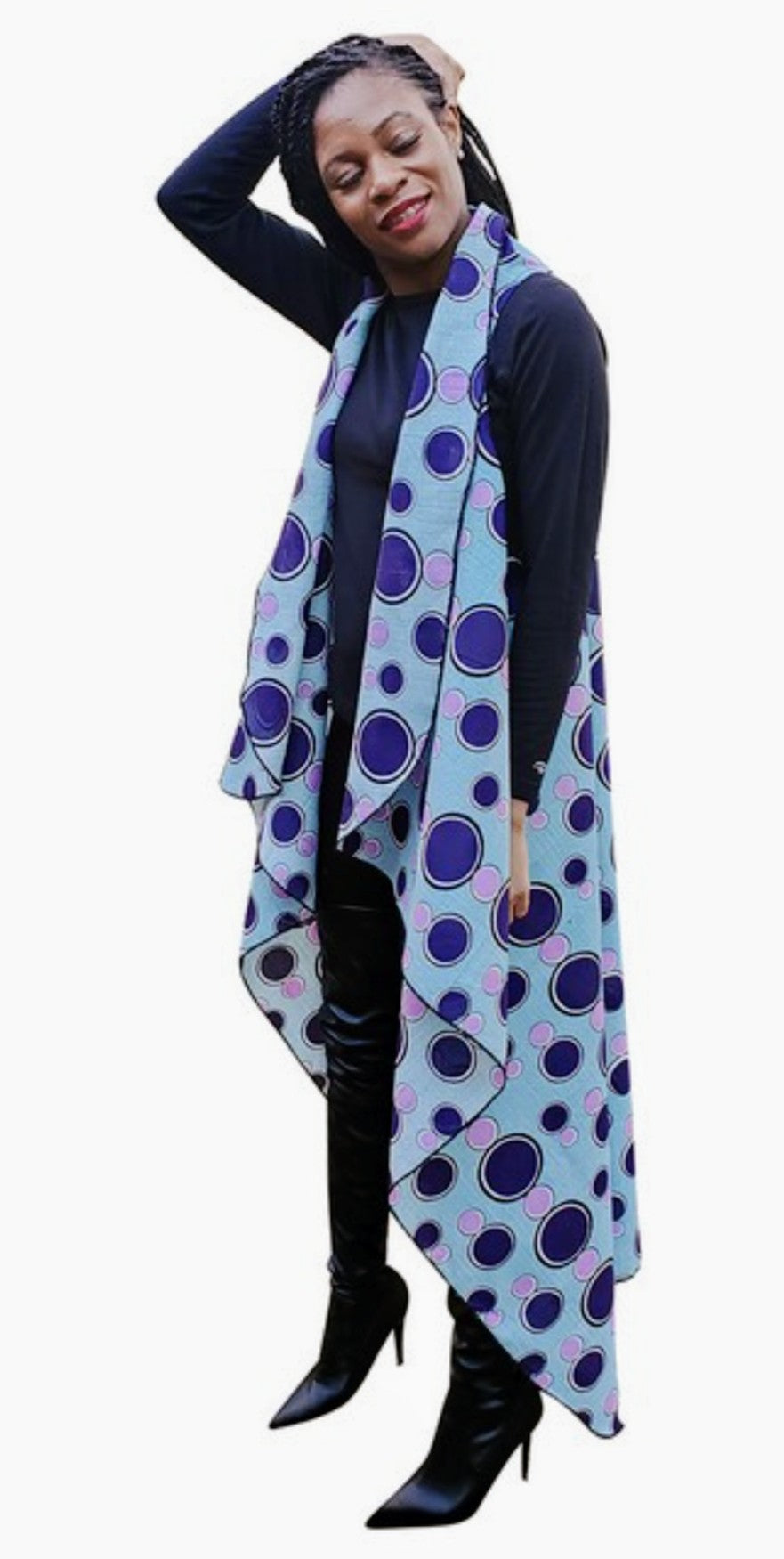 Kibebochi African Print Ankara Shawl Vest - DPPS3845、mySite、solidvoid