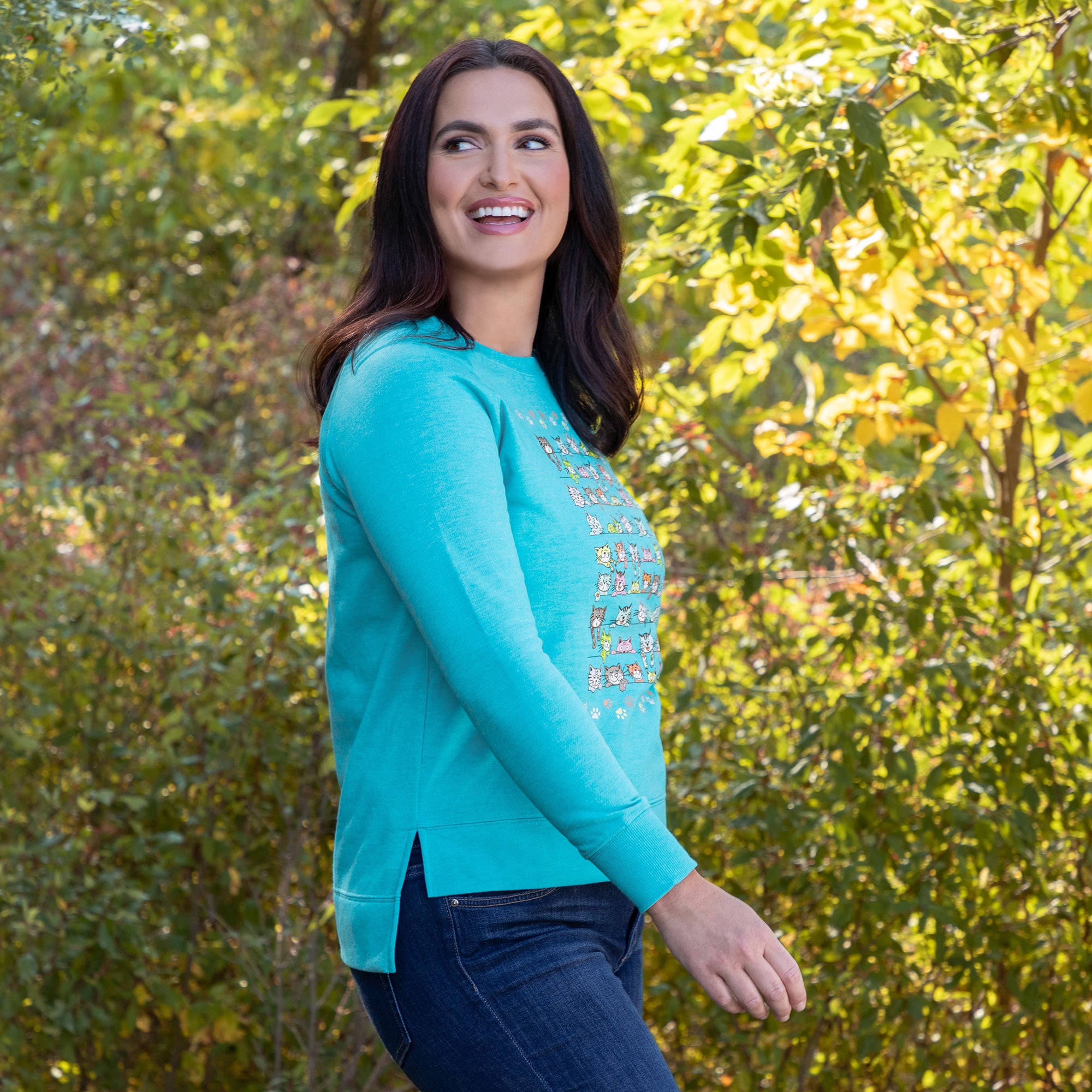 Peeping Pets Drop Tail Crewneck Sweatshirt、mySite、camillekostekn