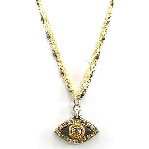 Michal Golan Crystal, Gold and Silver Evil Eye Pendant Necklace、mySite、topwebapps