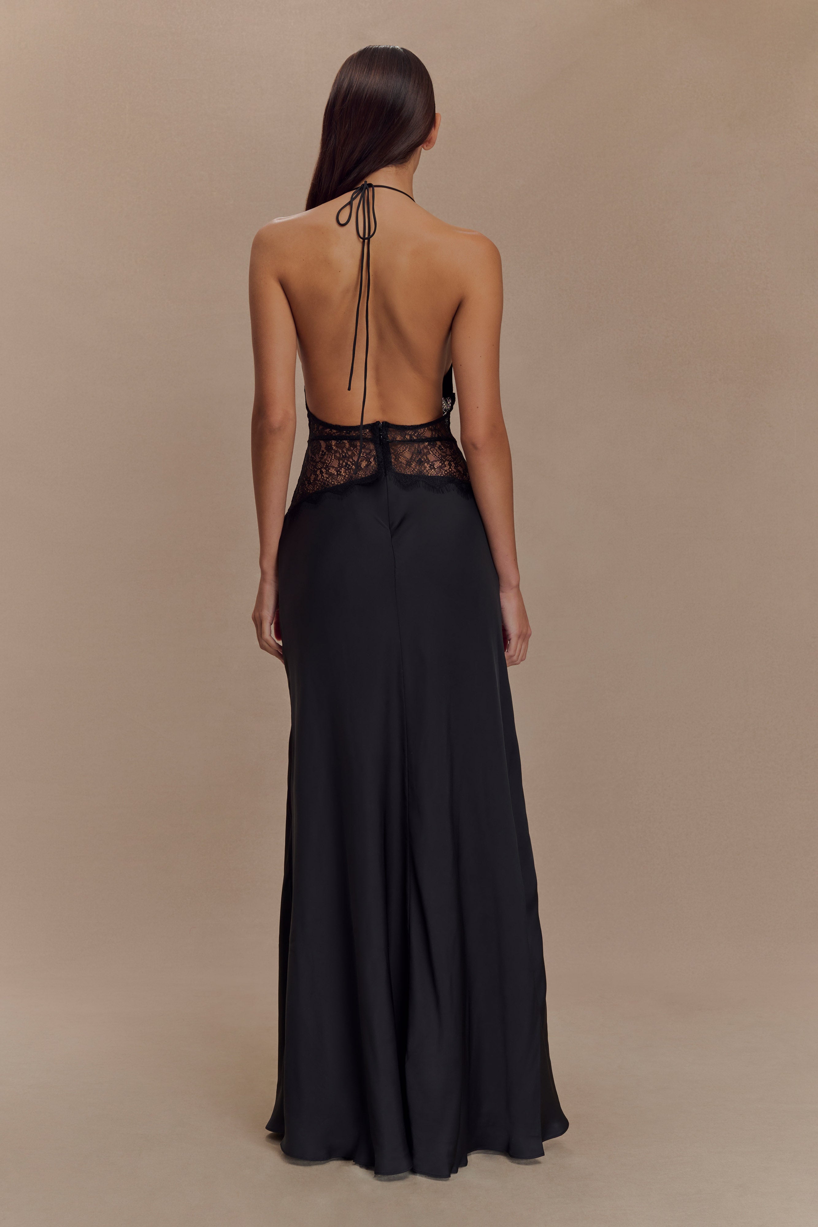 Dinah Lace And Satin Maxi Dress - Black、mySite、solidvoid