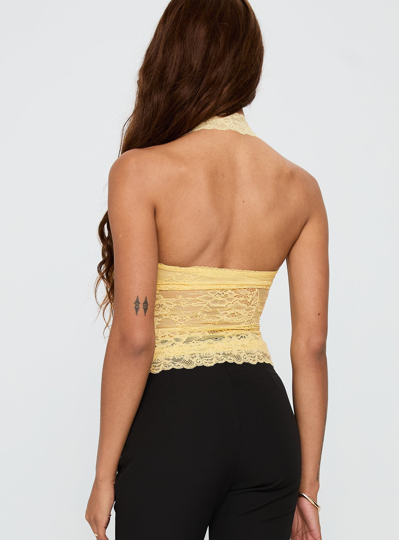 Fantasize Lace Halter Top Yellow、mySite、solidvoid