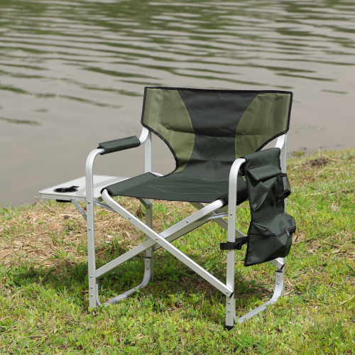  2-piece Padded Folding Outdoor Chair with Side Table and Storage Pockets,Lightweight Oversized Directors Chair for indoor, Outdoor Camping, Picnics and Fishing,Green、、yumabirdnaturehistoryfestival