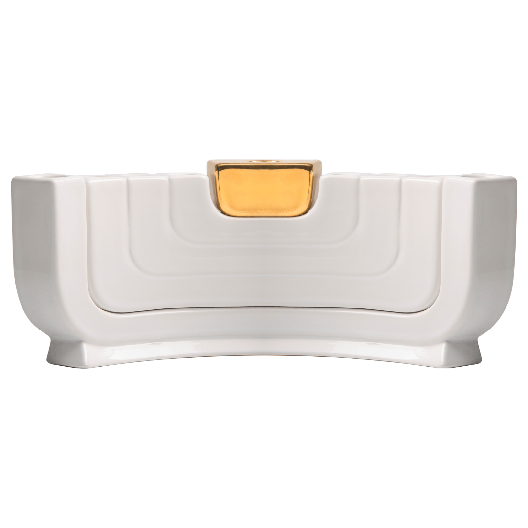 Menokiah Premium Menorah/Shabbat Candlesticks by Mi Polin - Gold、mySite、topwebapps