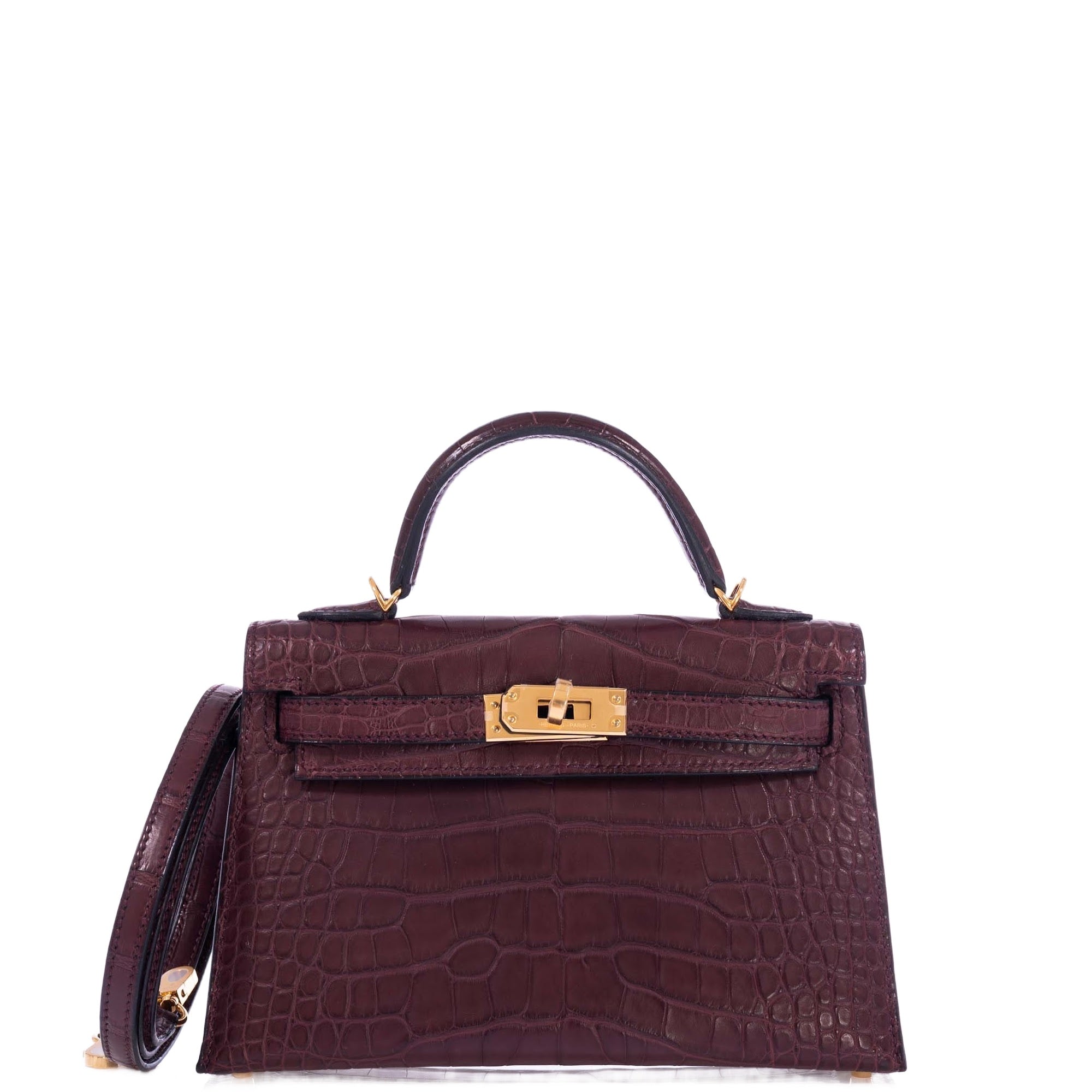 Hermès Mini Kelly II 20 Bordeaux Matte Alligator Gold Hardware、mySite、garminoutage.com