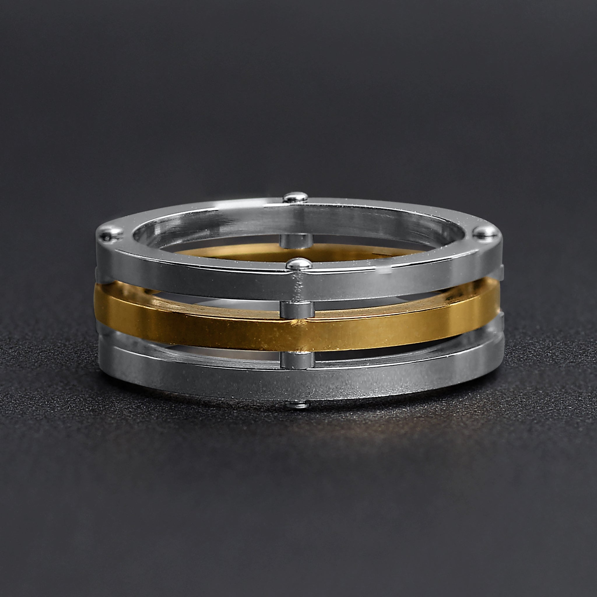 Gold PVD Coated Spaced Stainless Steel Ring / SSS0260、mySite、dreamappss