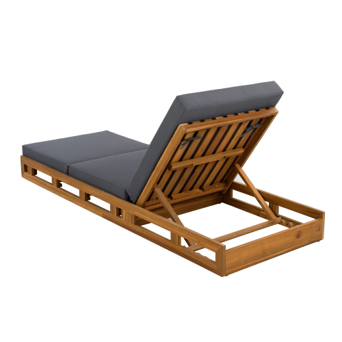 LOUNGE CHAISE SET, ACACIA WOOD WITH WATER-RESISTANT LOUNGE CUSHIONS (CREAM & 4 INCH THICK) - MATCHING DARK GREY VERSION AVAILABLE、、eastwooduniform