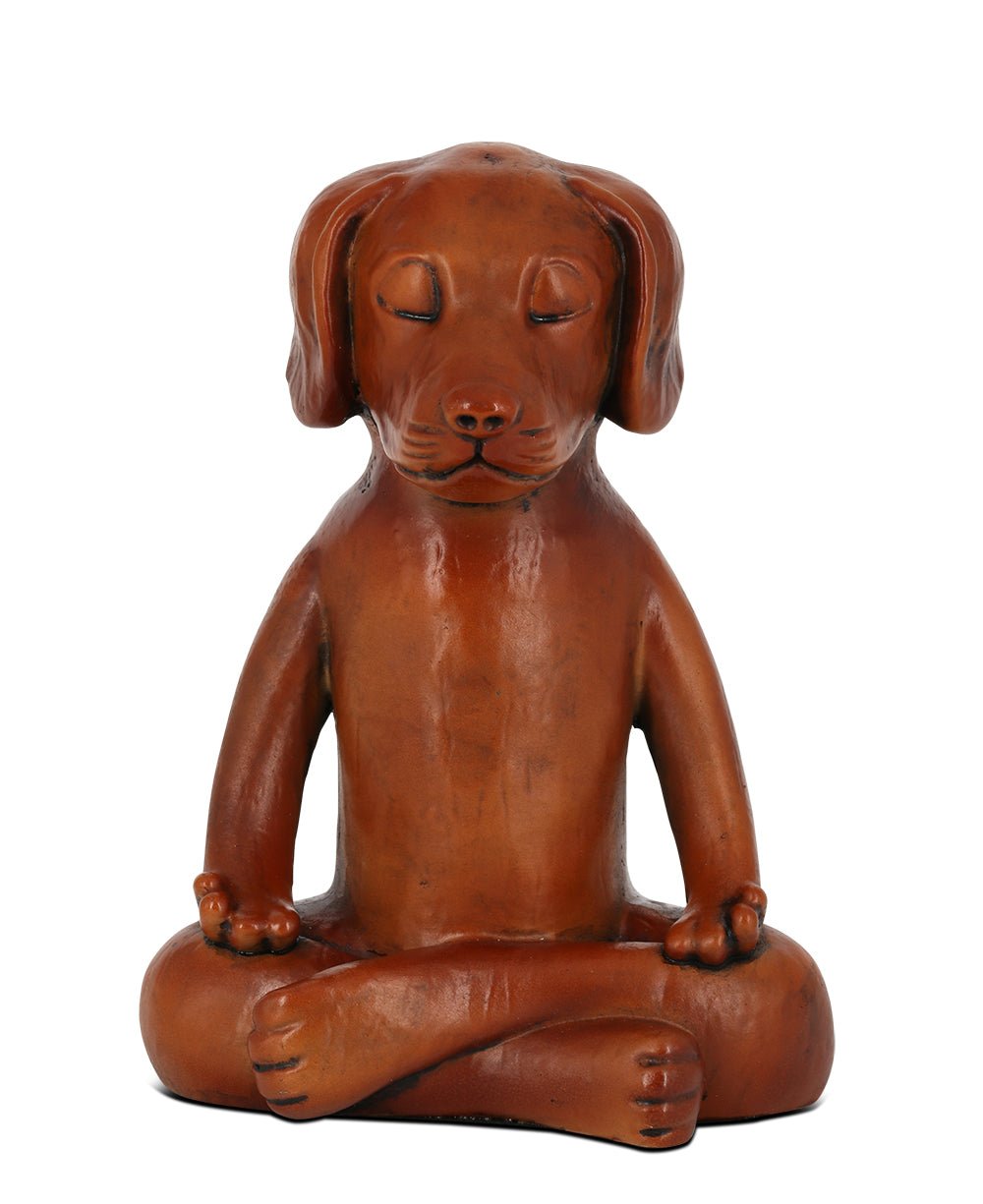 Meditating Dog Statue in Rich Mahogany Tone、mySite、topwebapps