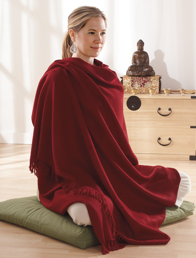 Hand Woven Wool Prayer Shawl - Crimson、mySite、topwebapps