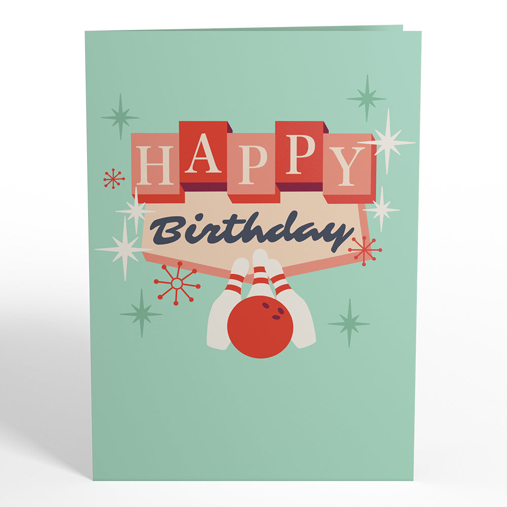 Retro Bowling Birthday Pop-Up Card、mySite、solidvoid