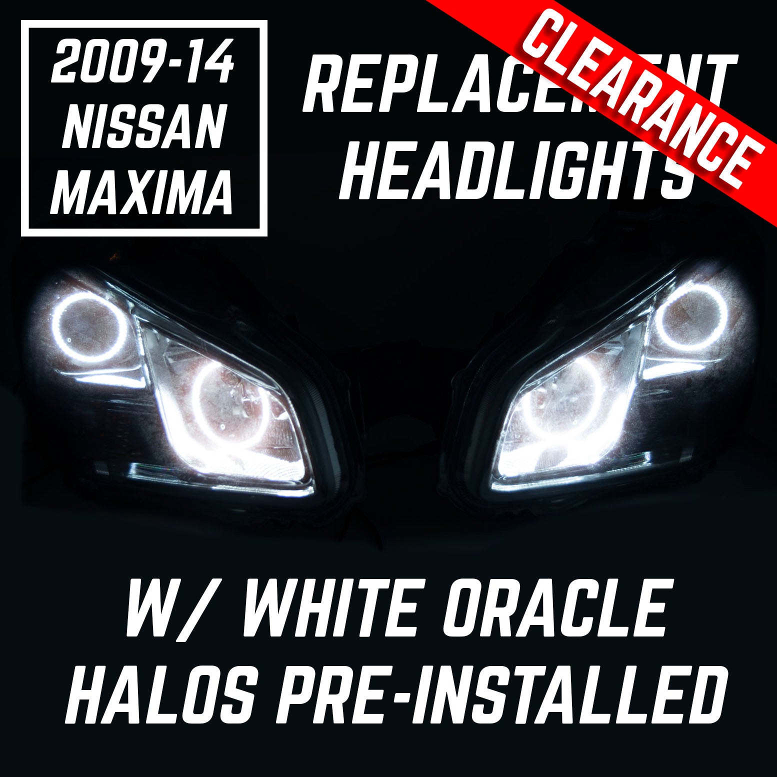 2009-2014 Nissan Maxima Headlights - ORACLE WHITE LED Halo Kit + Tinted Lenses、mySite、nflplayoffbracketp