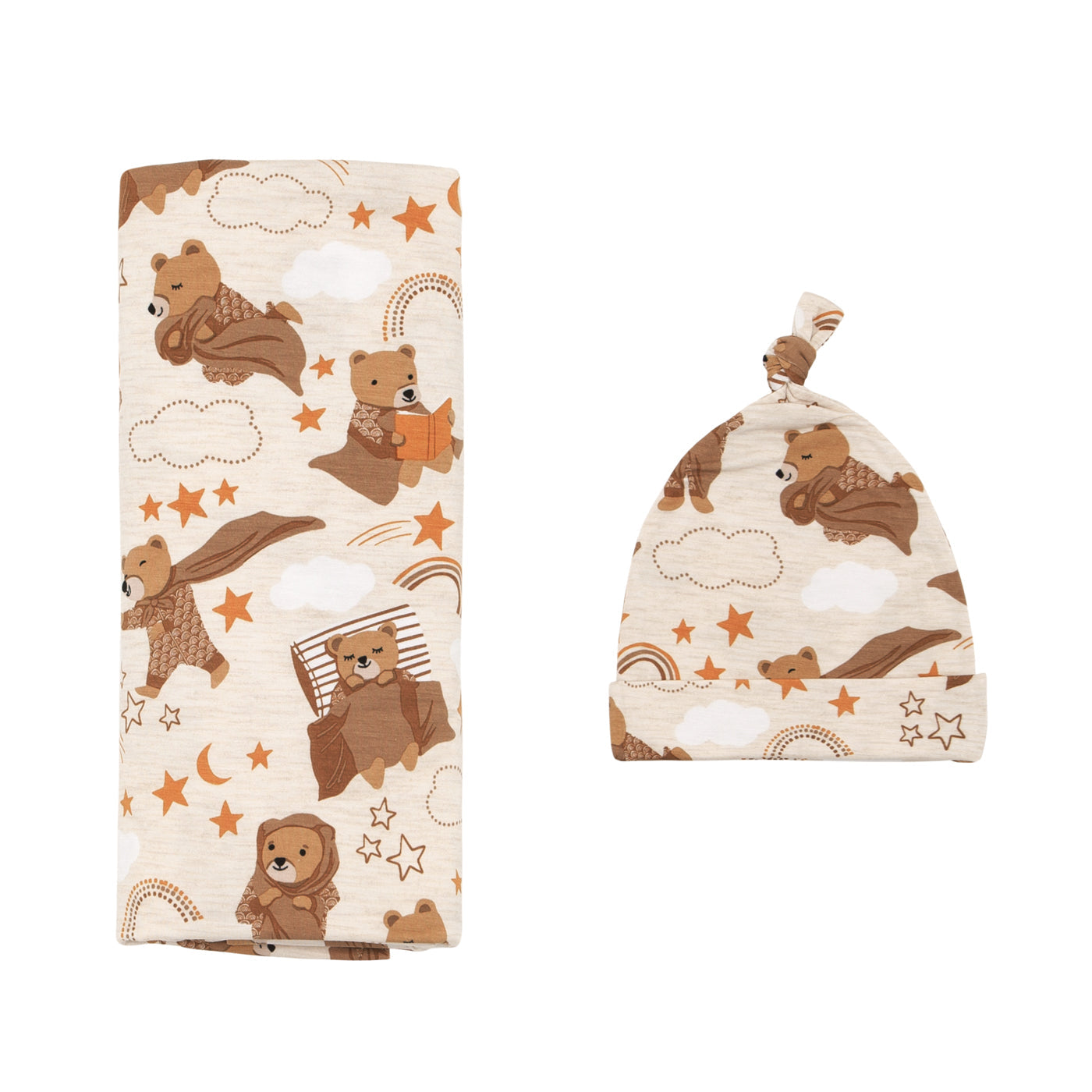 Beary Sleepy Swaddle & Hat Set、mySite、g9winljtr