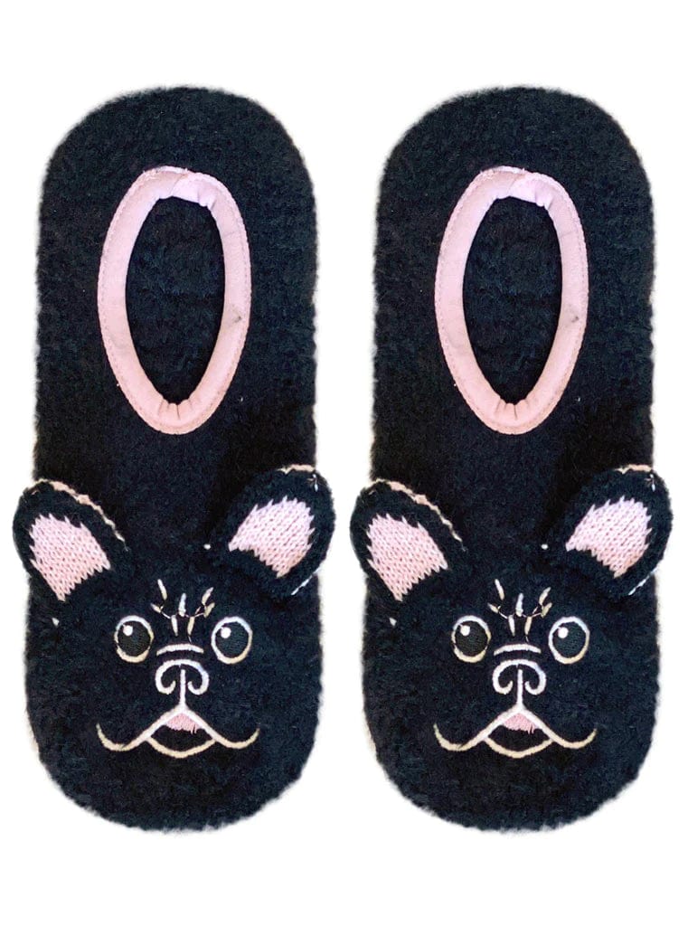 Fuzzy Frenchie Slipper Socks Fuzzy Footie Socks with Grips、mySite、g9winljtr