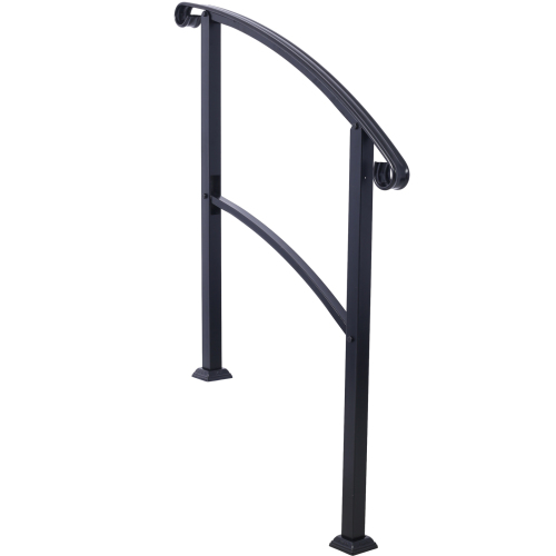 Handrails for Outdoor Steps, Fit 2 or 3 Steps Outdoor Stair Railing, Picket#2 Wrought Iron Handrail, Flexible Porch Railing, Black Transitional Handrails for Concrete Steps or Wooden Stairs、、eastwooduniform