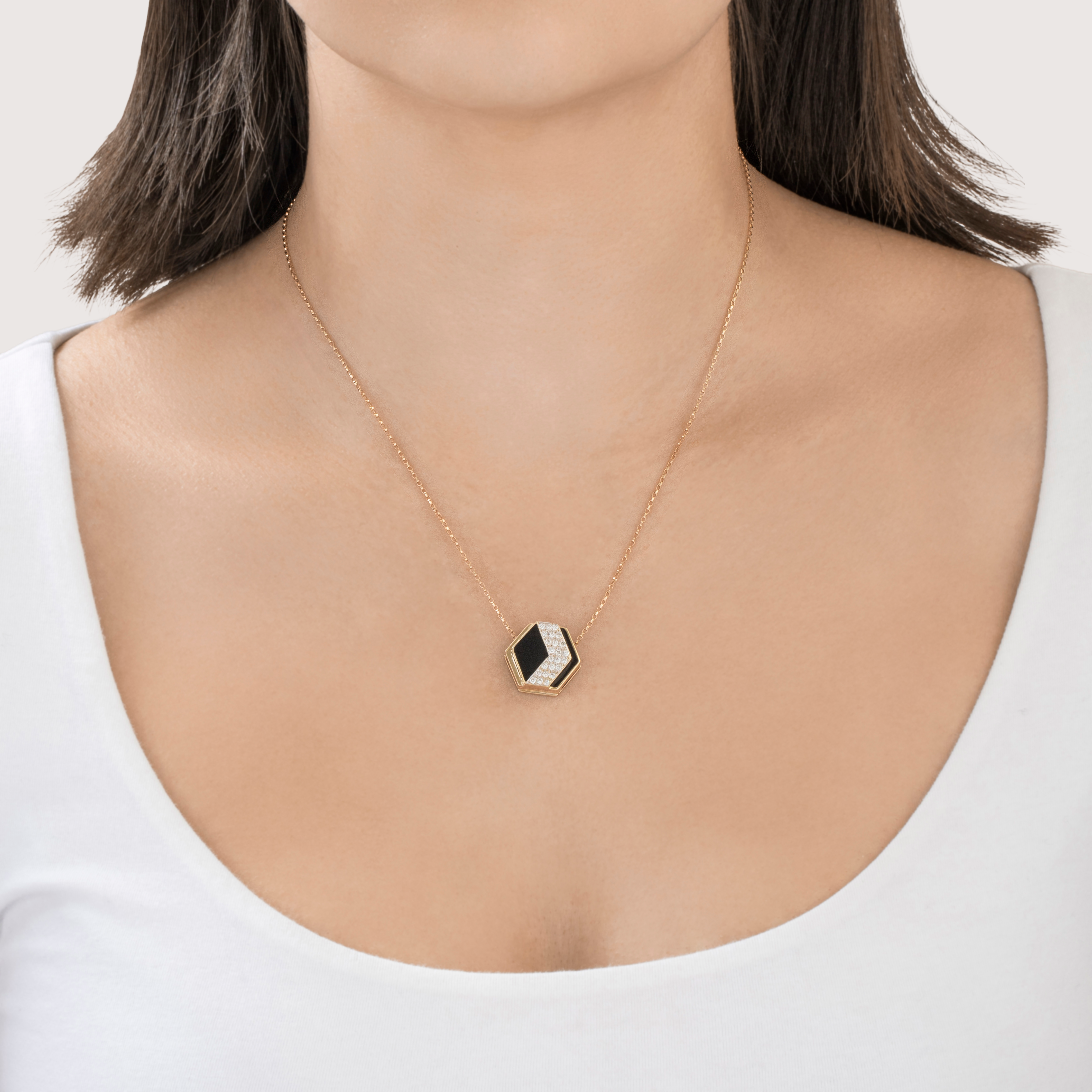 Vintage 14k Yellow Gold Onyx .336cttw Diamond Chic Chevron Enhancer Pendant、mySite、hinf8tx79