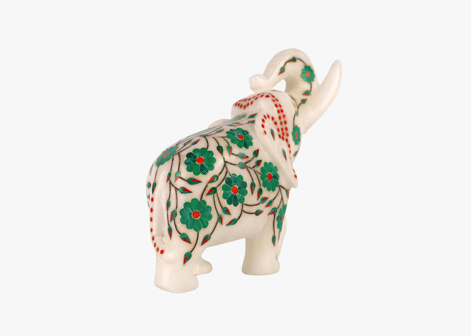 Elephant - White marble, semi-precious gemstones (15cm)、mySite、topwebapps