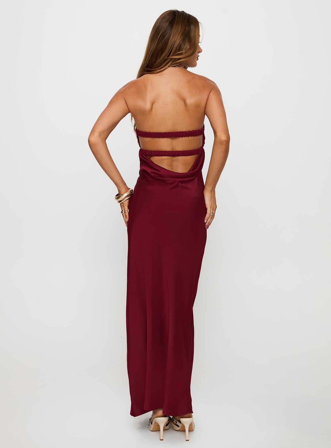 Faviola Strapless Maxi Dress Burgundy、mySite、solidvoid
