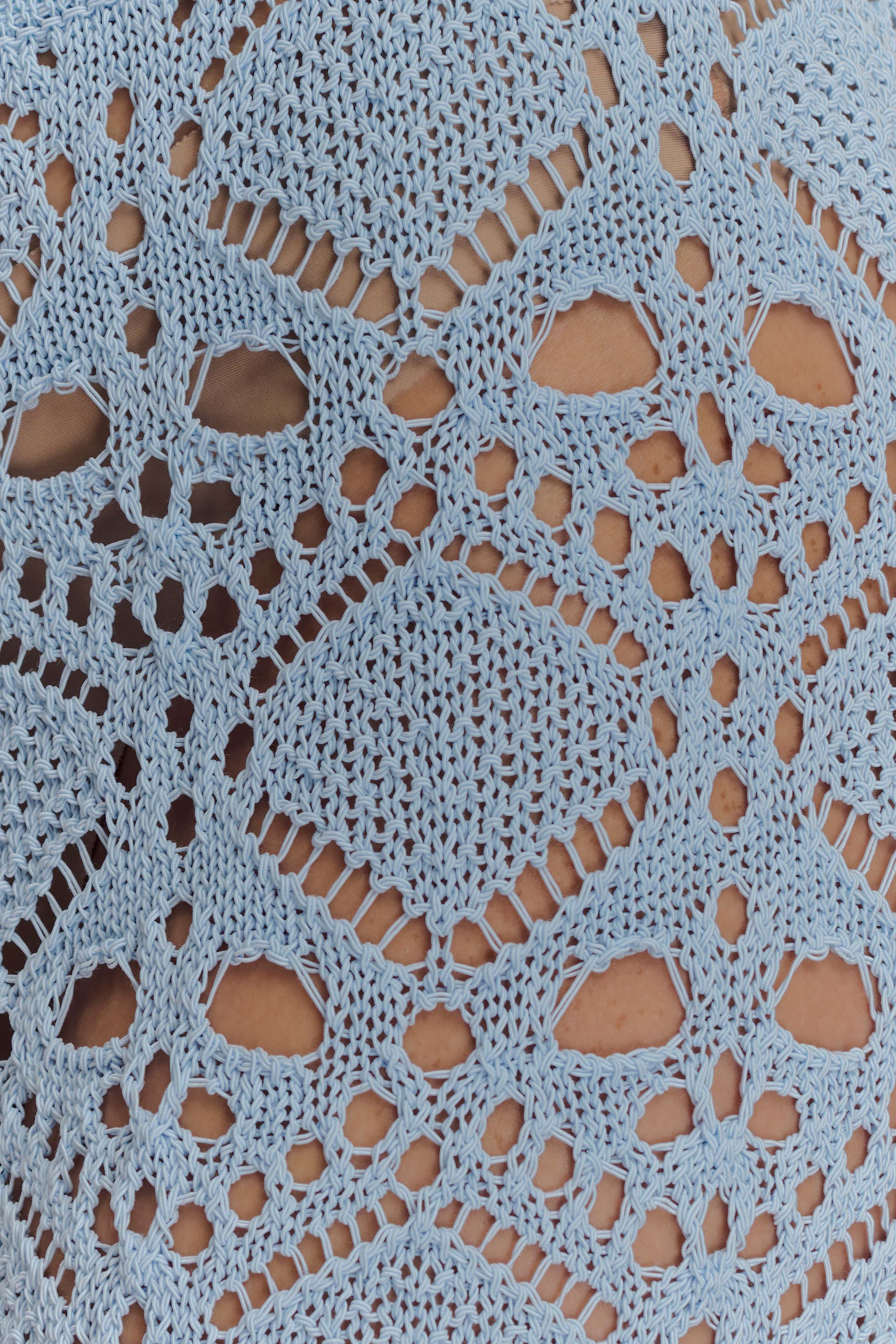 Trena Crochet Knit Pants - Sky Blue、mySite、solidvoid