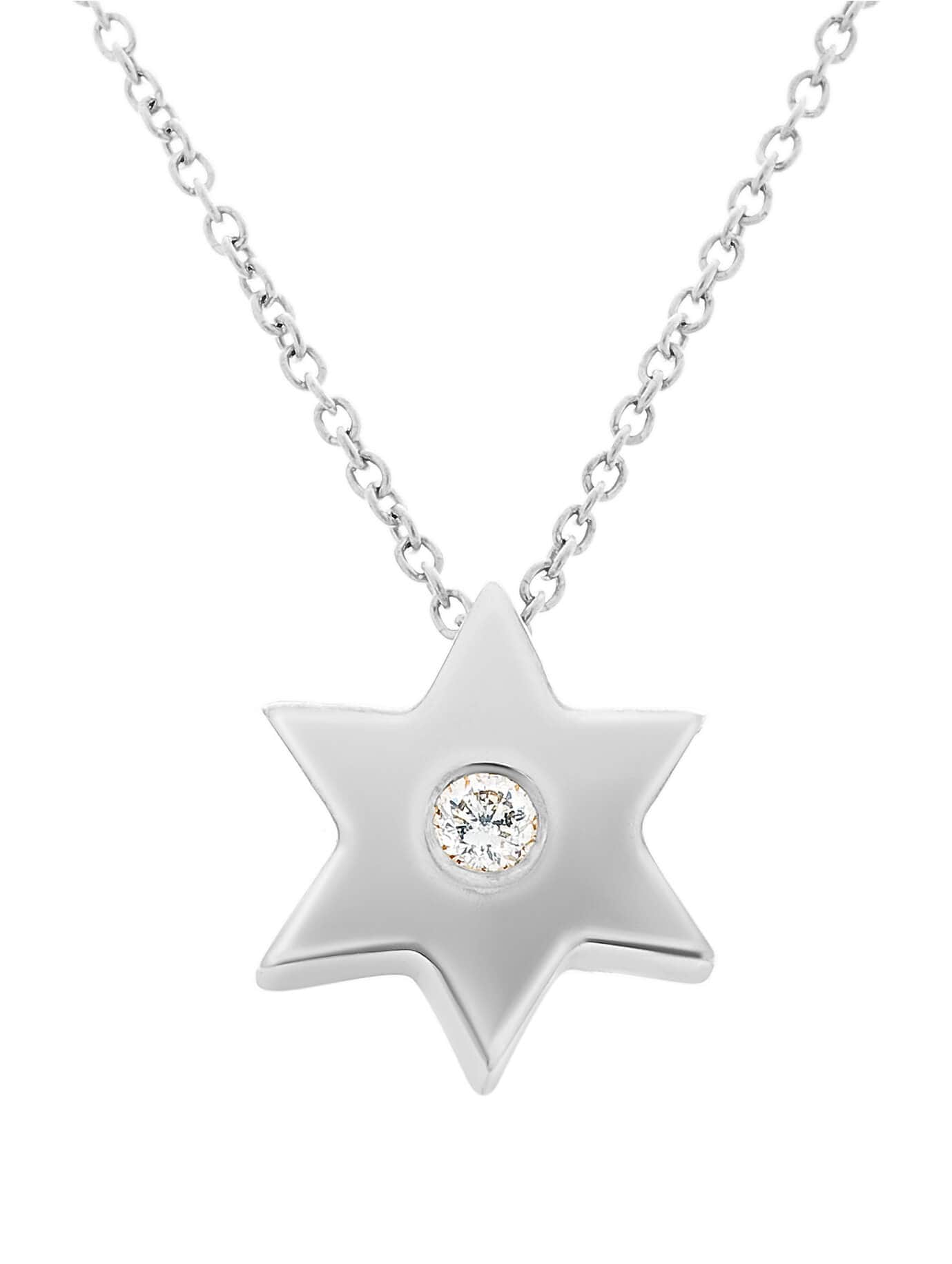 Center Diamond Star of David Necklace - 14k White Gold、mySite、topwebapps