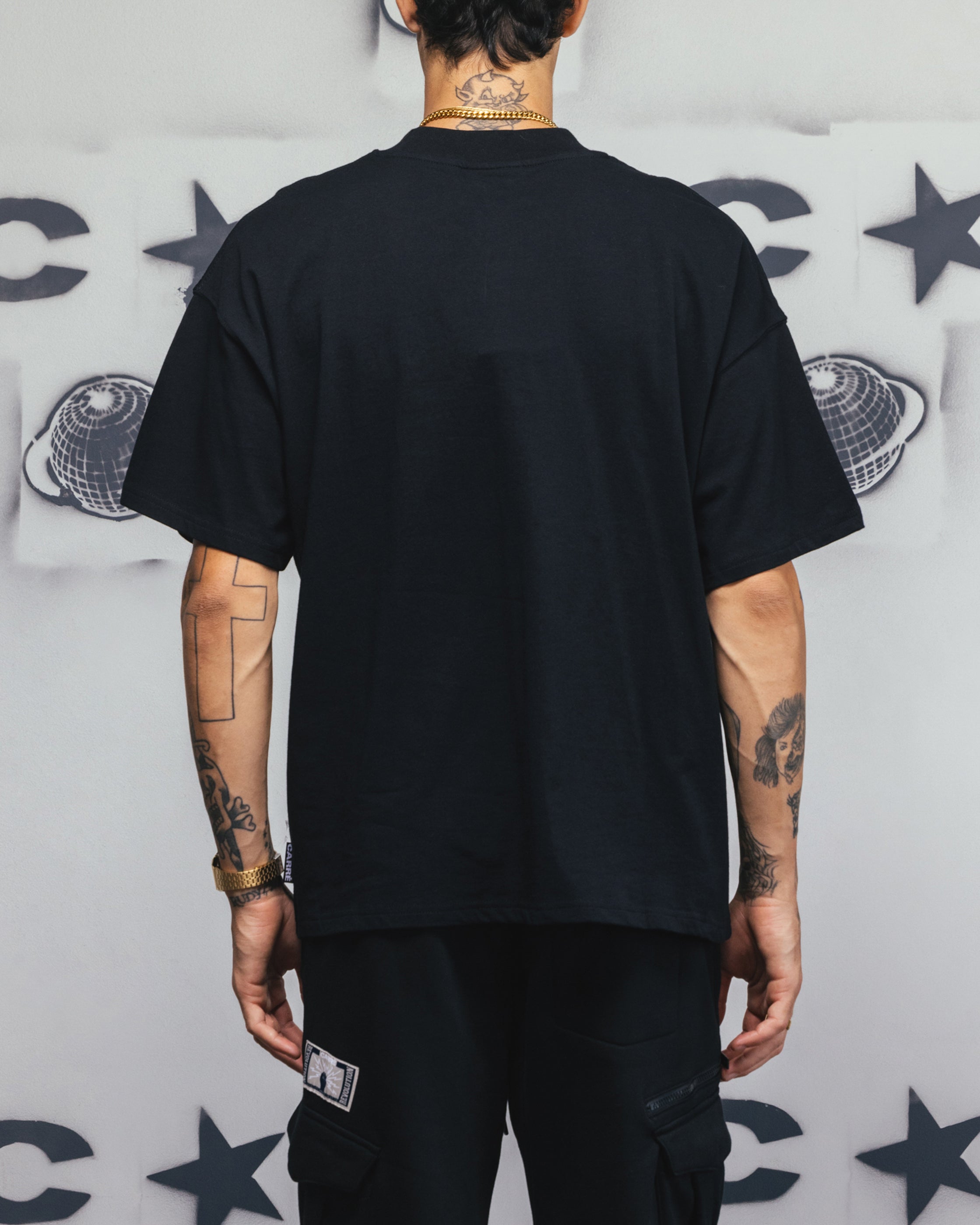 Carre Embroidered Graffiti T-Shirt Black、mySite、zt4zffjzw