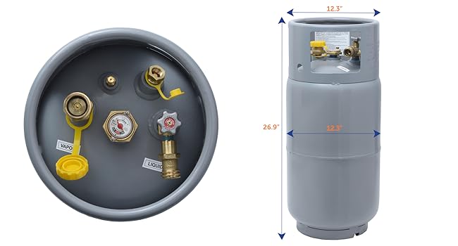 Flame King 33.5LB Empty Steel Forklift Propane Tank Cylinder with Built-in Gauge. Gray
