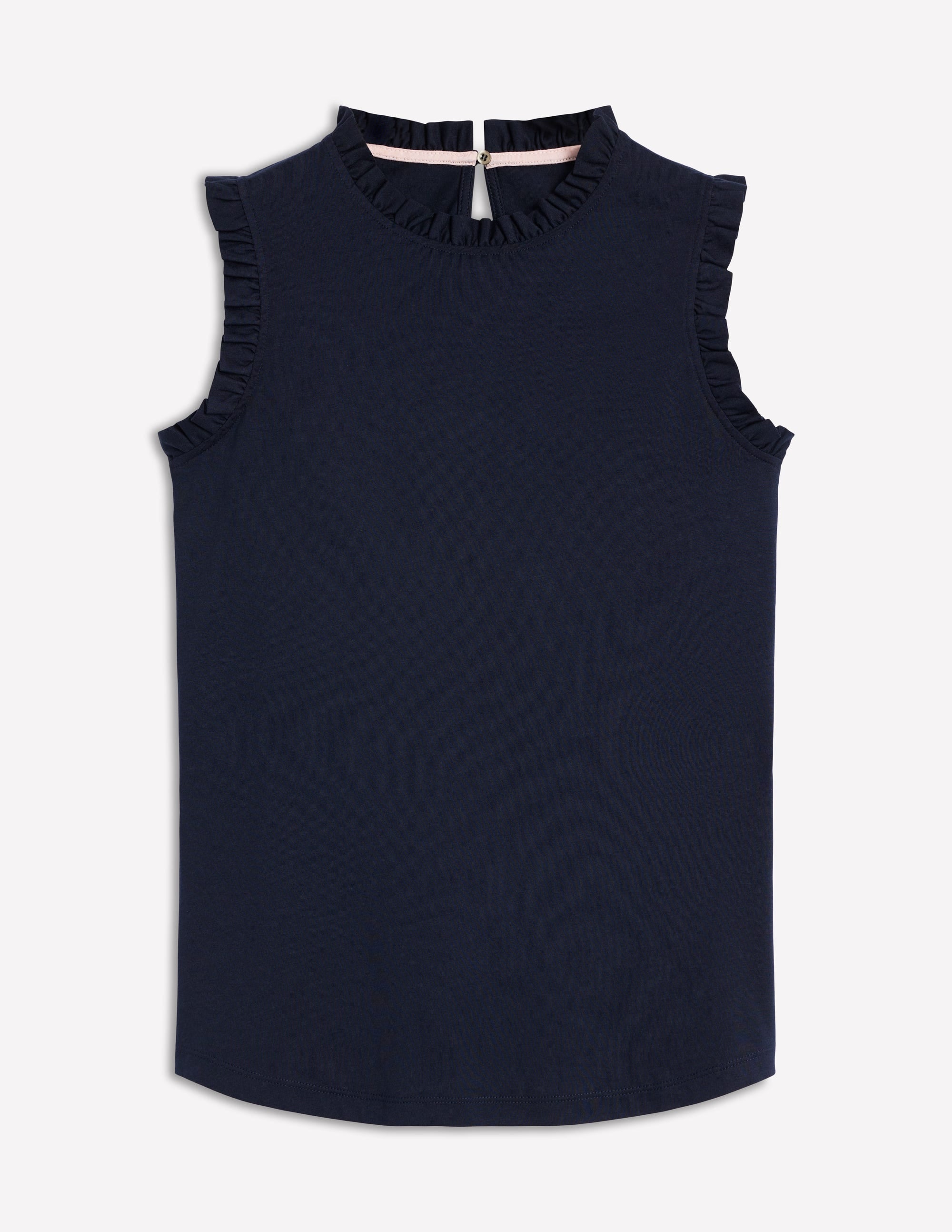  Supersoft Frill Detail Vest-Navy、mySite、ashleygrahame