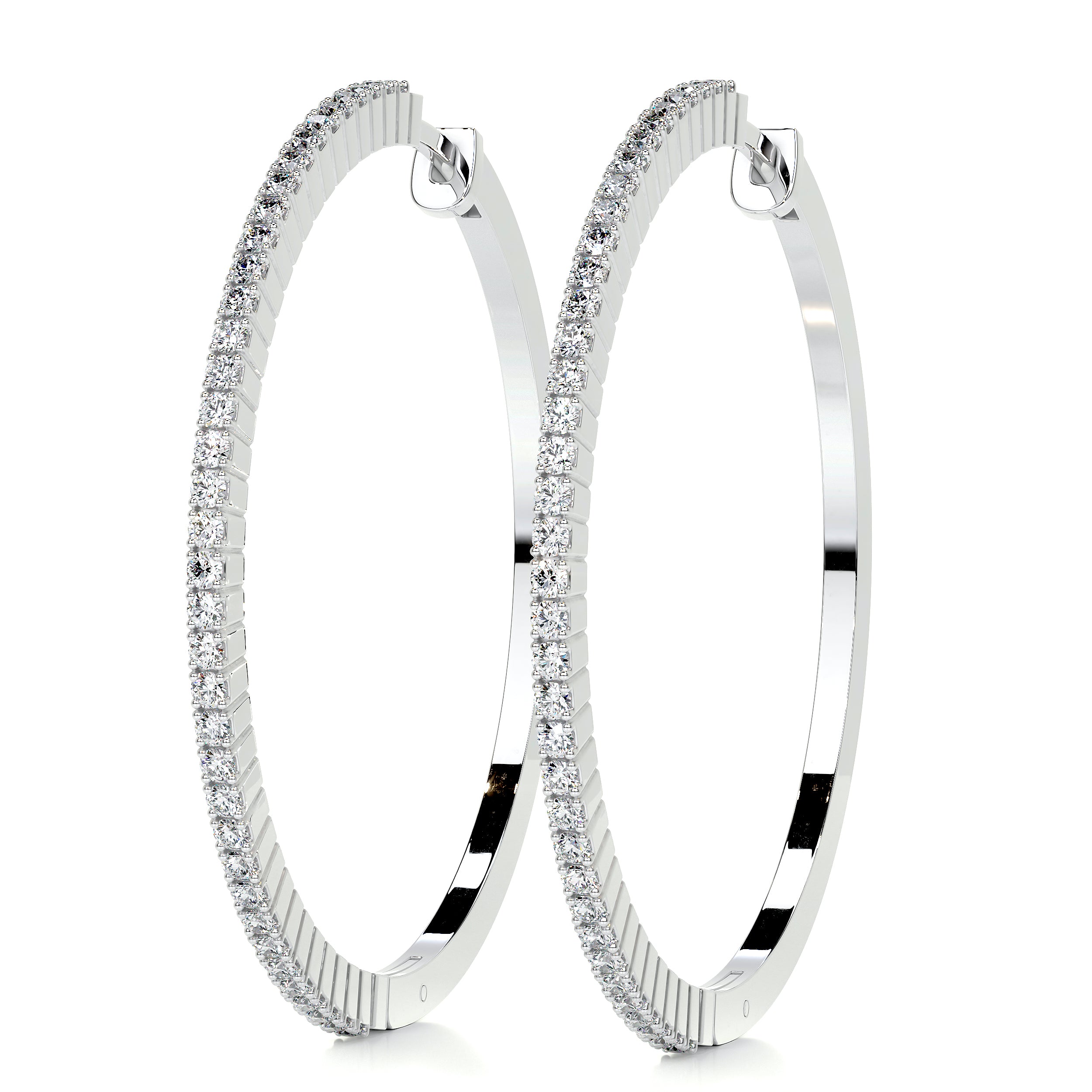 Cali Hoop Lab Grown Diamond Earrings (0.6 Carat) -14K White Gold、mySite、hinf8tx79