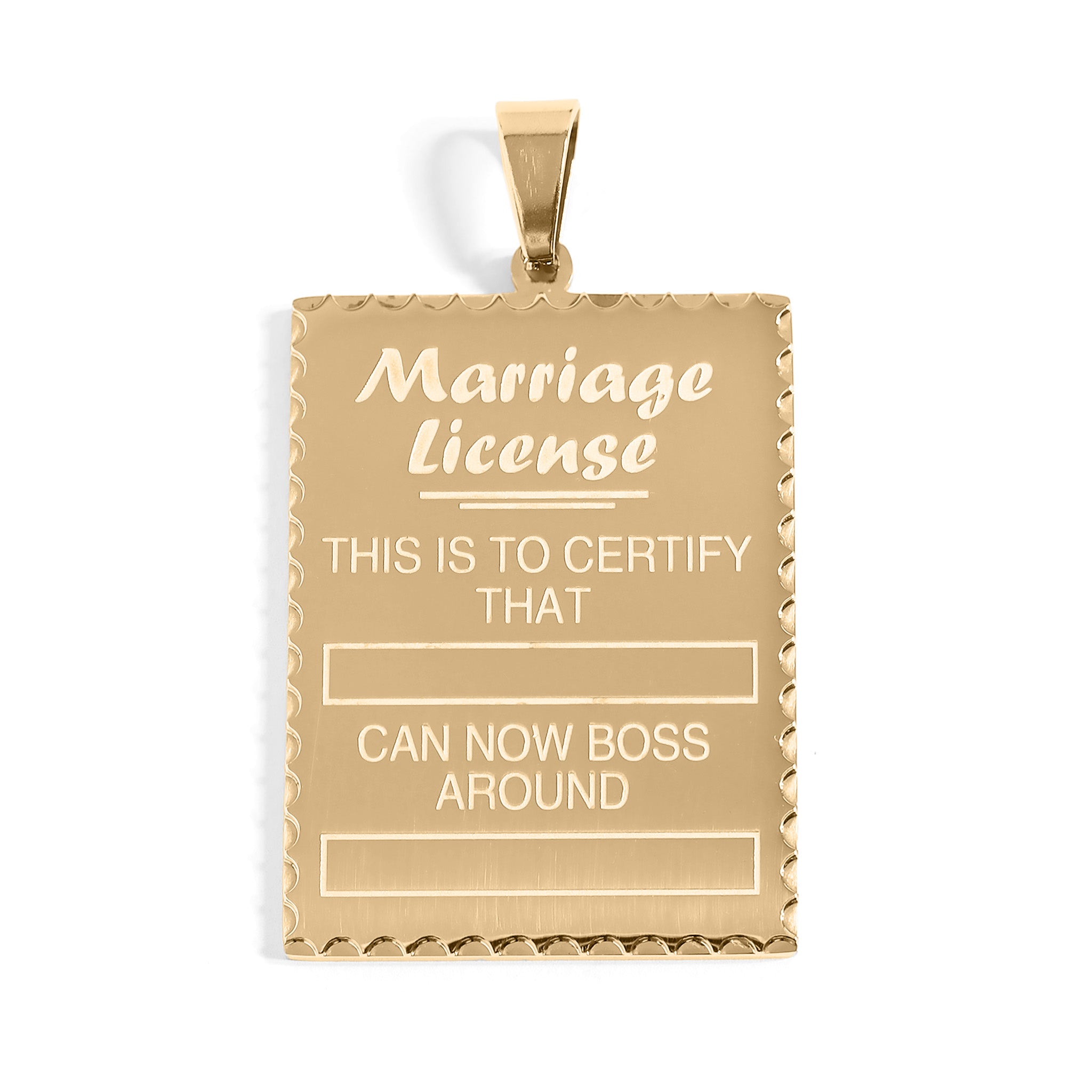 Stainless Steel This is to certify that Funny Marriage License Pendant / SBB0088、mySite、dreamappss