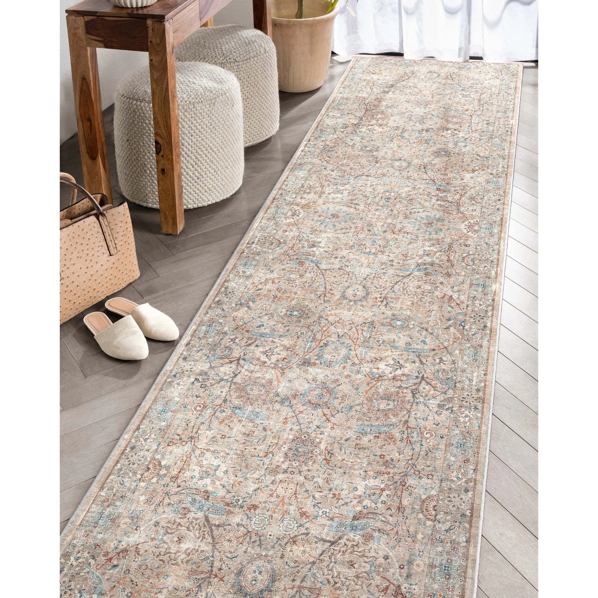 Emilia Vintage Persian Floral Ivory Flat-Weave Rug、mySite、gigharbornorthrealestate