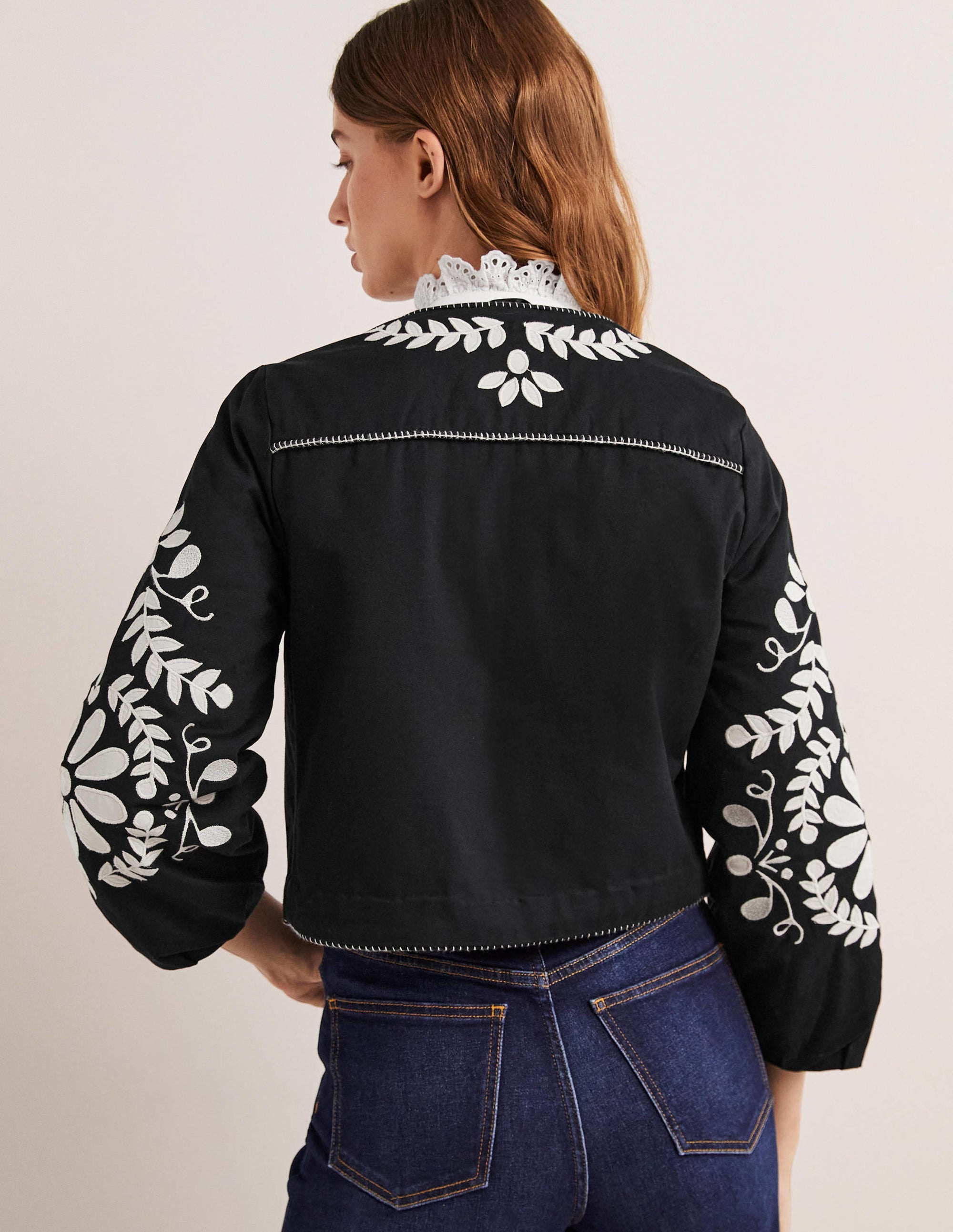  Embroidered Cropped Jacket-Black with Taupe、mySite、ashleygrahame