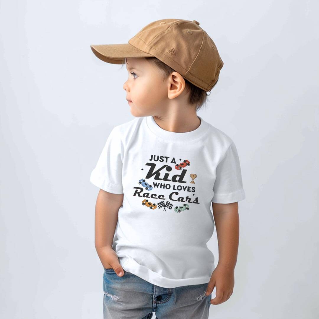  Who Loves Race Cars Kids Graphic Tee | White、mySite、layawaytickets