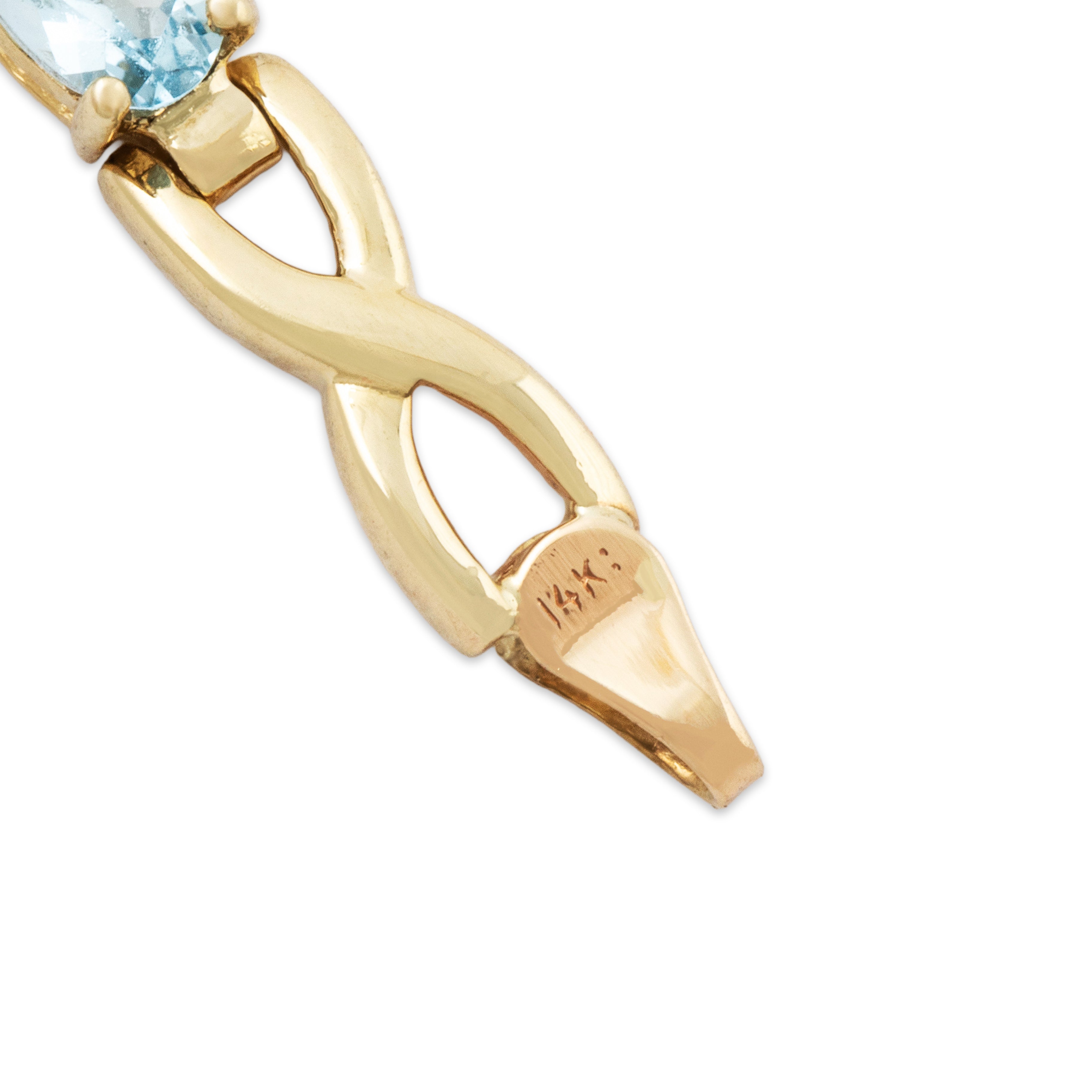 Vintage 14k Yellow Gold 3.4cttw Aquamarine Crossing Links Line Bracelet 6.75、mySite、hinf8tx79