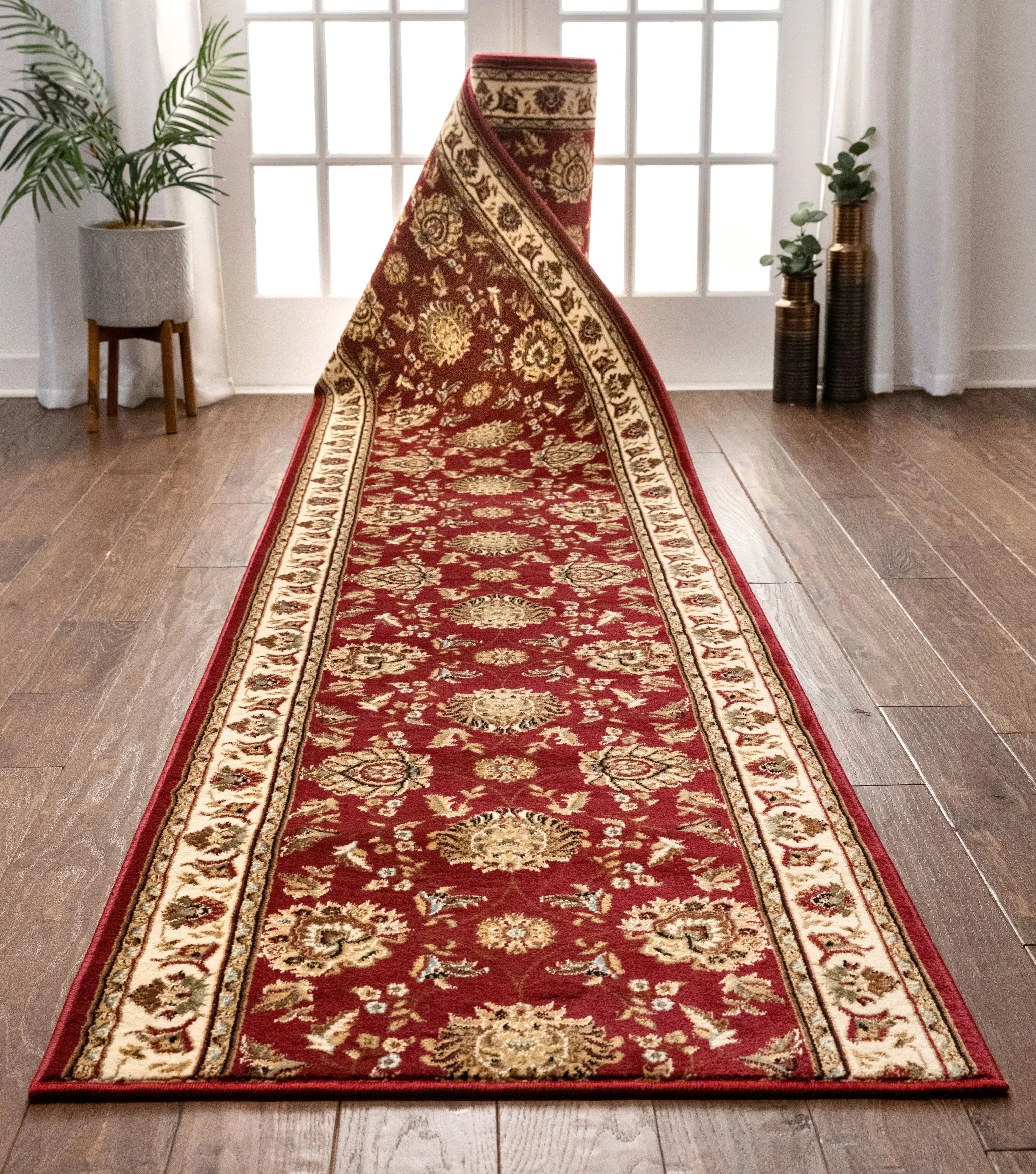 Abbasi Custom Size Runner Traditional Red Choose Your Width x Choose Your Length Hallway Runner Rug、mySite、gigharbornorthrealestate