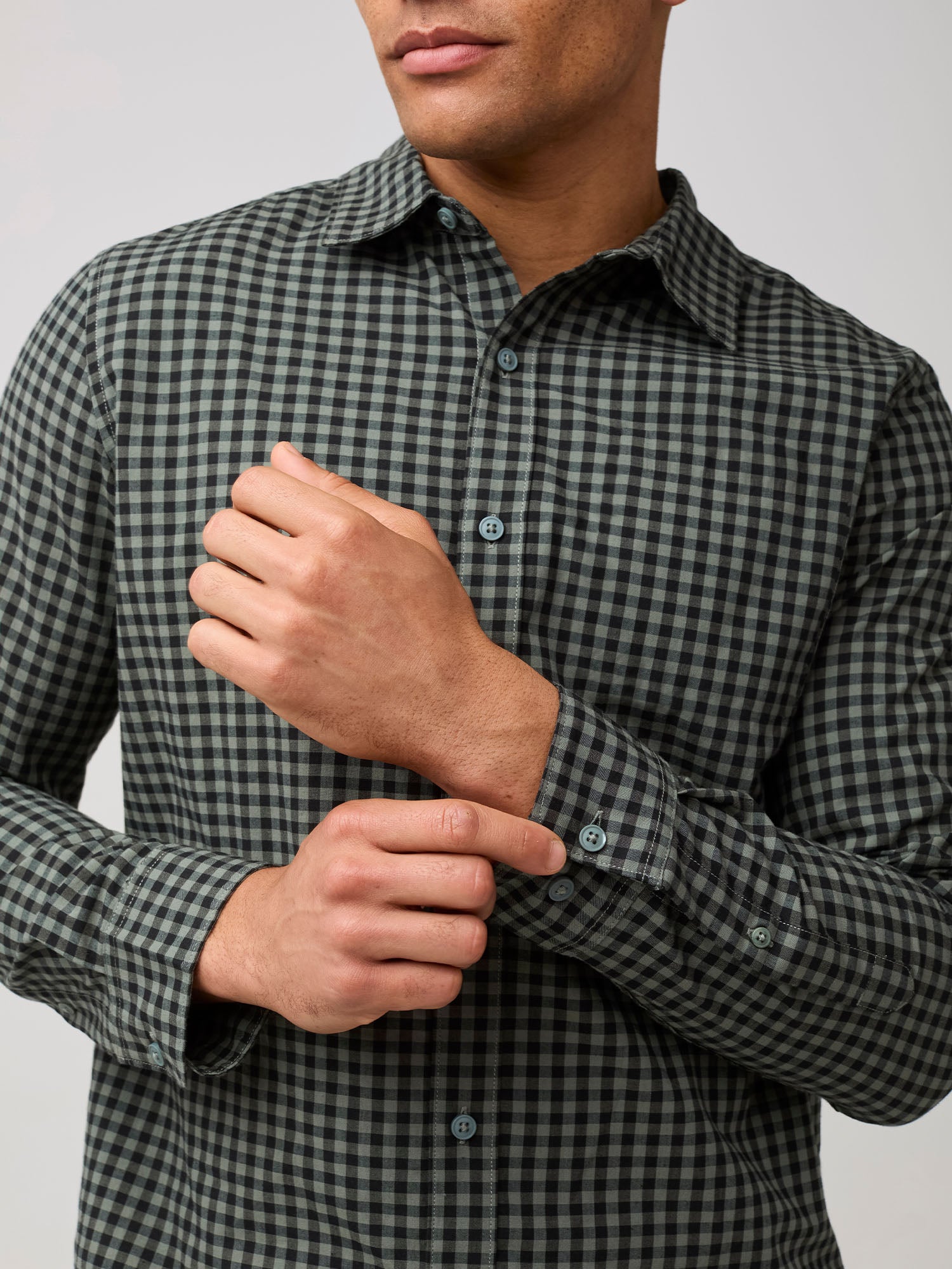  Black + Mercury Green Gingham Long Sleeve Button Up、mySite、ghnorth