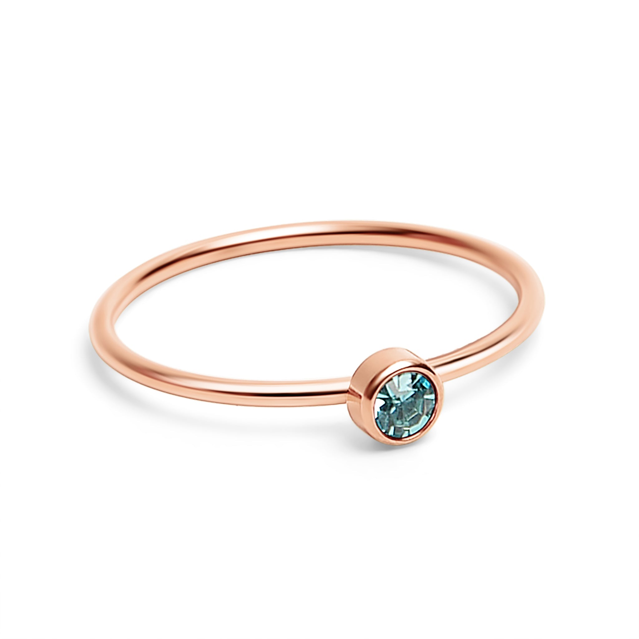 18K Rose Gold PVD Stainless Steel Birthstone Stacking Ring Size 3 / ZRJ1002、mySite、dreamappss