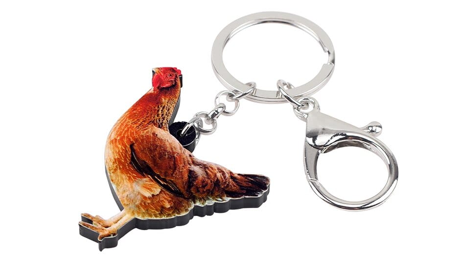 Red Hen Chicken Acrylic Keychain and Earrings Realistic Fun!、mySite、g9winljtr