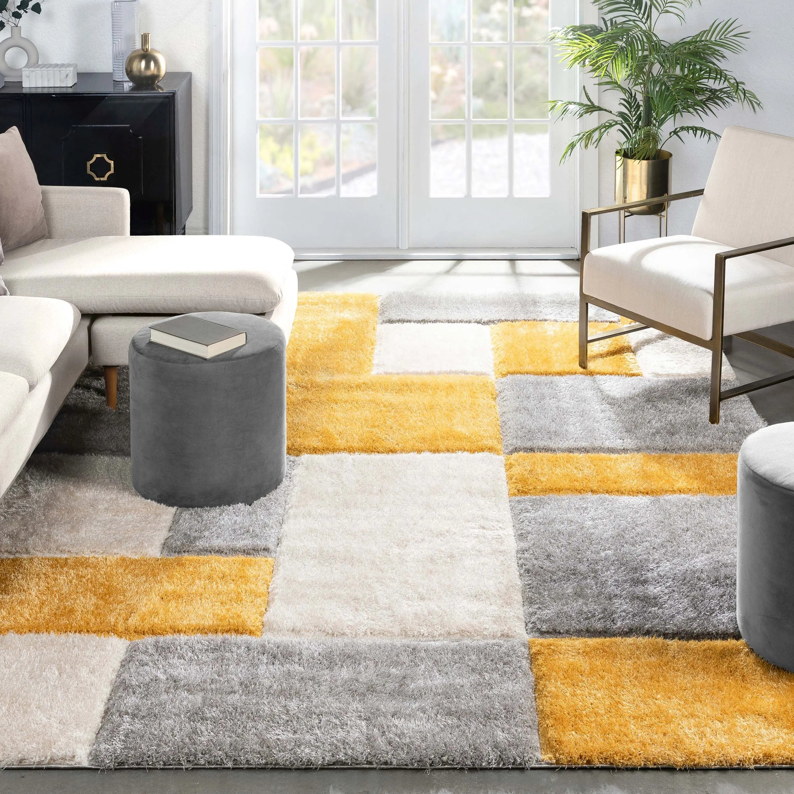 Escondido Yellow Modern Geometric 3D Textured Shag Rug By Chill Rugs、mySite、gigharbornorthrealestate