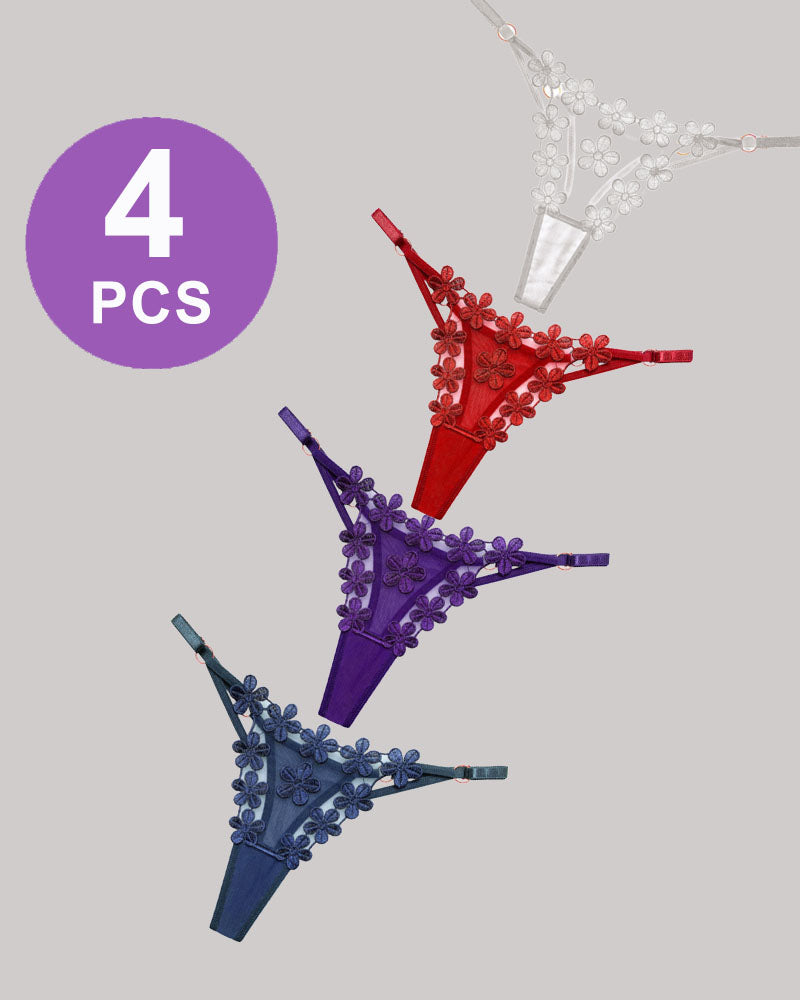 Flower Embroidery Mesh Lace Panties Set、mySite、bengalsvssteelers