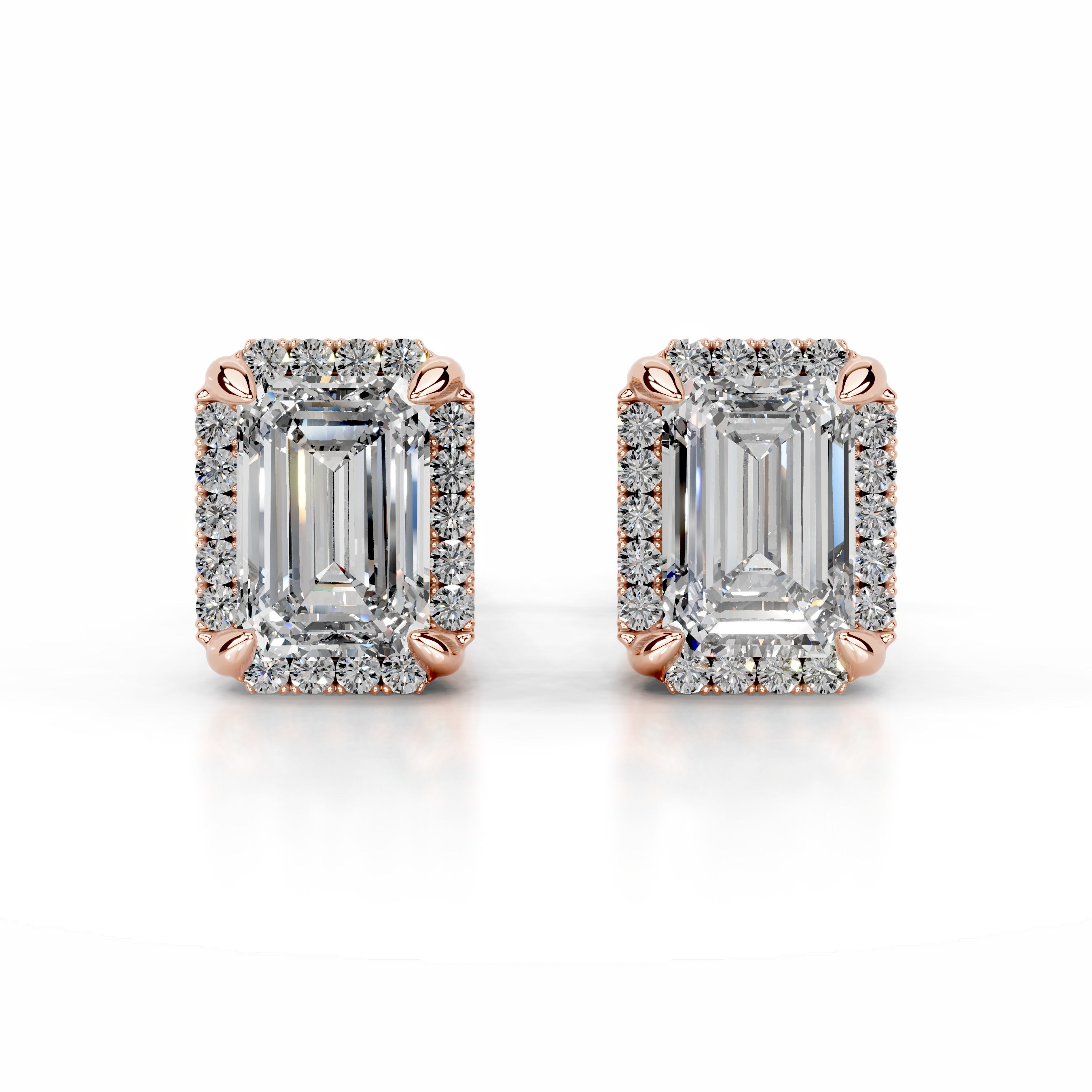 Ophelia Lab Grown Diamond Halo Earrings (2.30 Carat) -14K Rose Gold、mySite、hinf8tx79