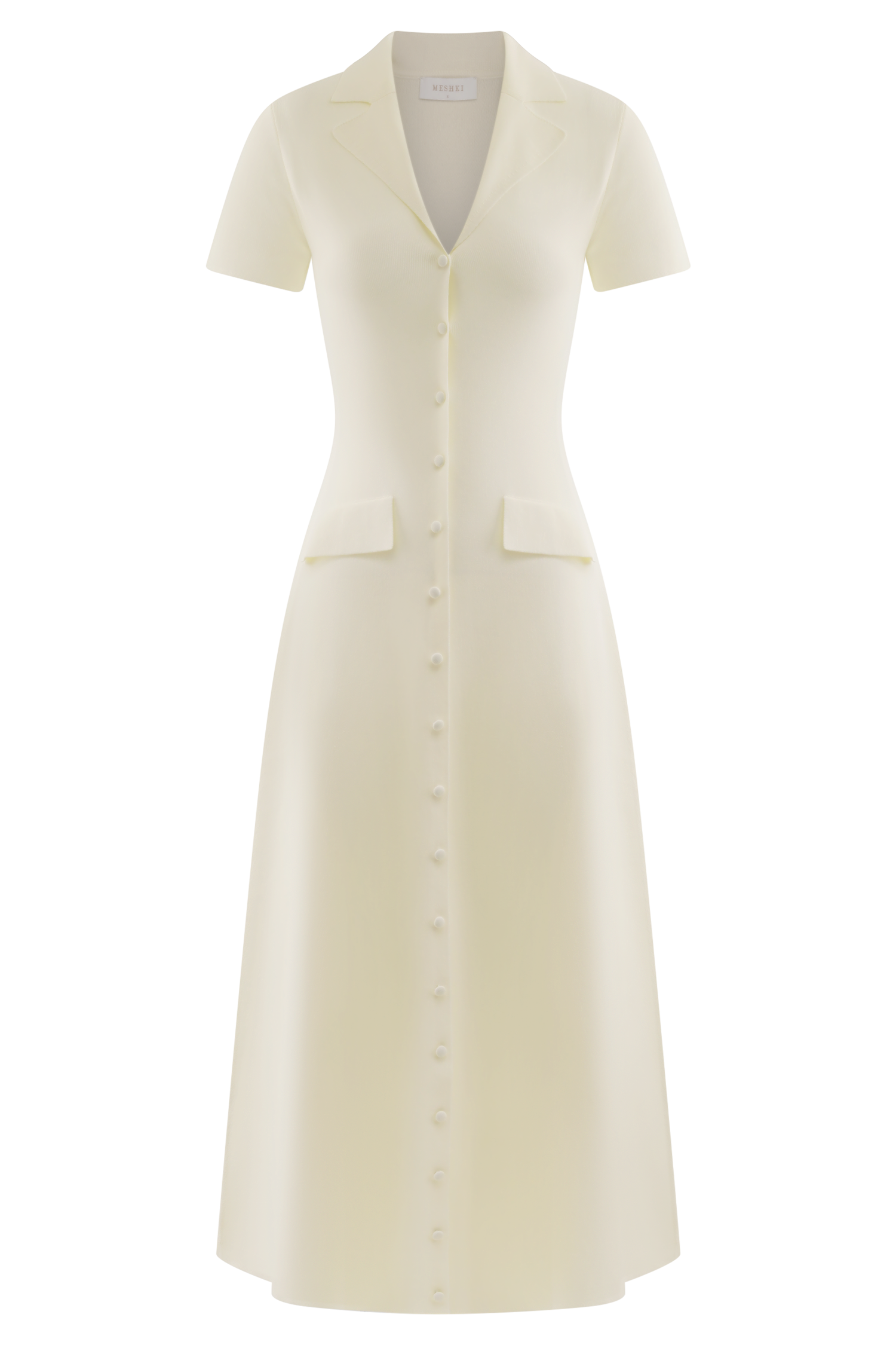 Pearson Short Sleeve Knit Midi Dress - Ivory、mySite、solidvoid