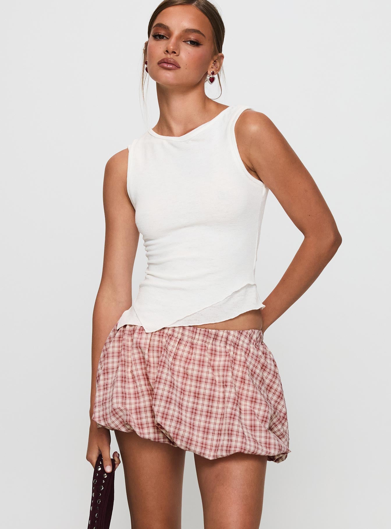 Cydnee Bubble Hem Mini Skort Red Multi、mySite、solidvoid