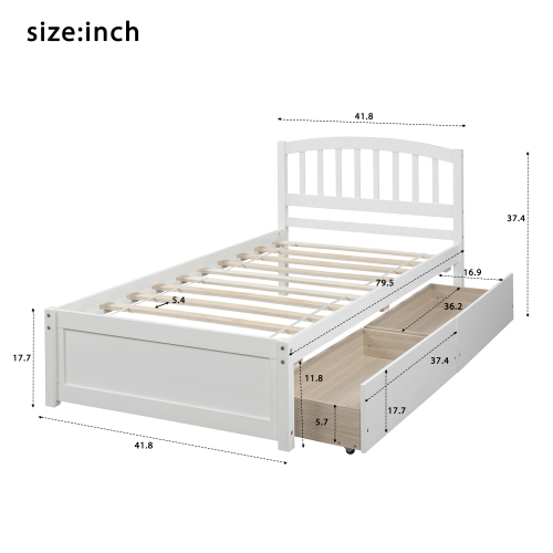 Twin Platform Storage Bed Wood Bed Frame with Two Drawers and Headboard, Espresso(Previous SKU: SF000062PAA)、、casual