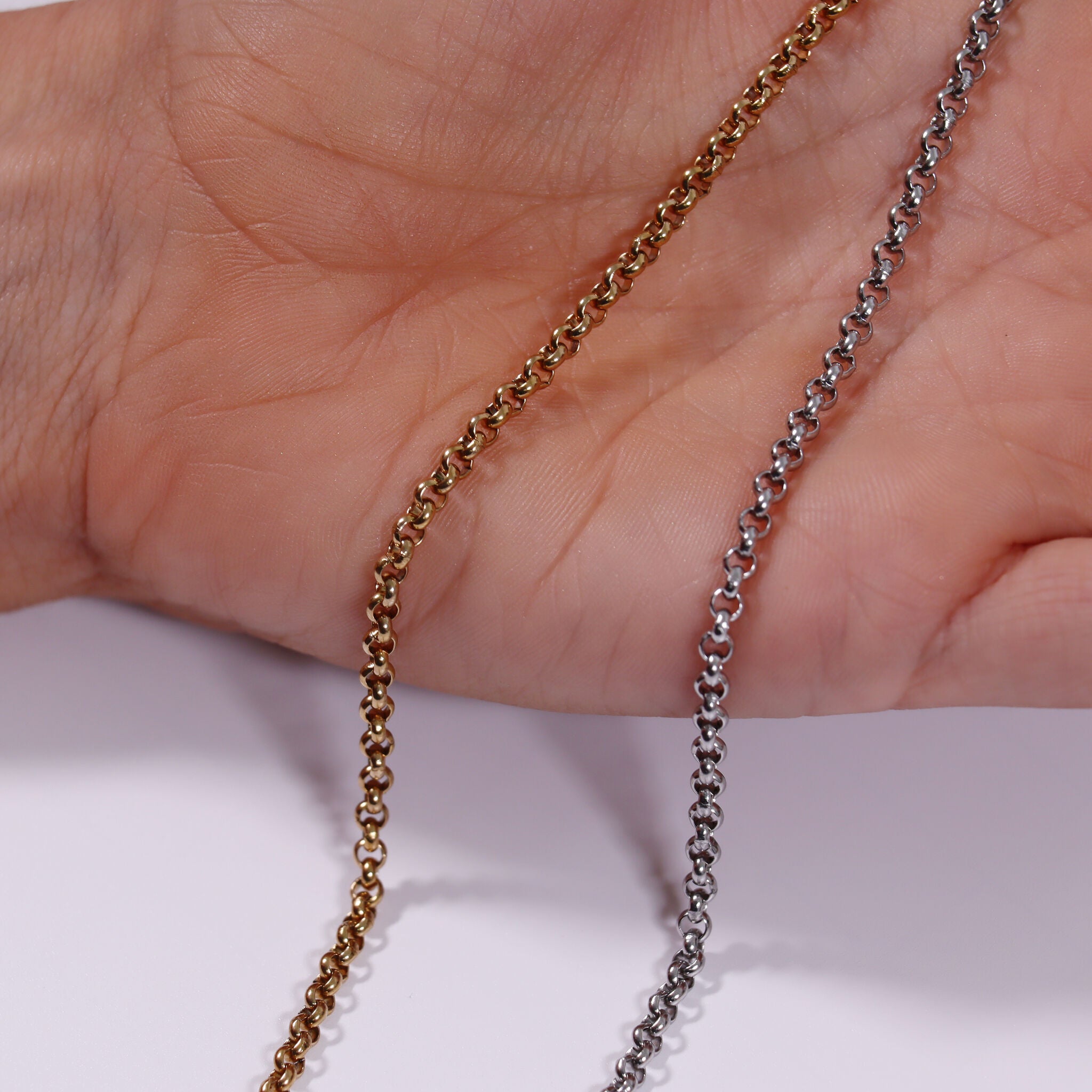 3mm 18K Gold PVD Stainless Steel Rolo Permanent Jewelry Chain By The Foot / SPL1001、mySite、dreamappss