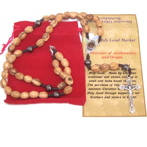  Rosary with Jerusalem Cross center and Hematite beads necklace - comes in velvet bag、mySite、elrpsem3k