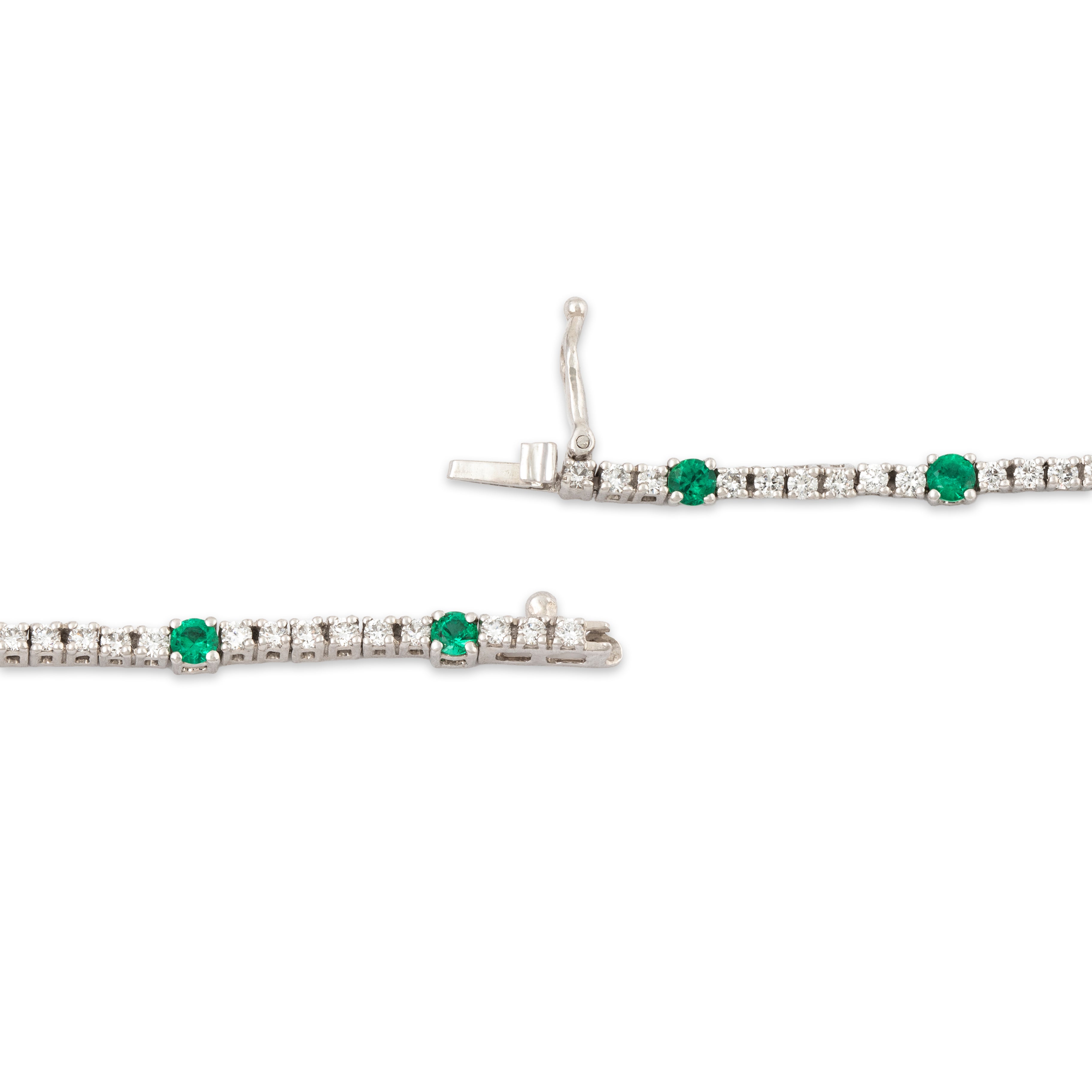 Vintage 14k White Gold .936cttw Diamond Emerald Delicate Line Bracelet 7、mySite、hinf8tx79