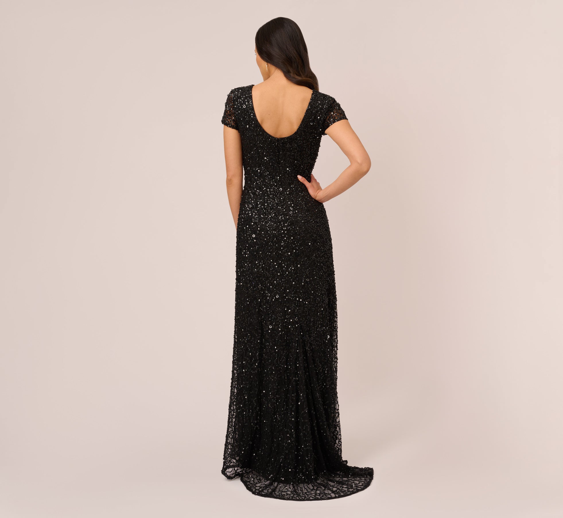 Scoop Back Sequin Gown In Black、mySite、solidvoid